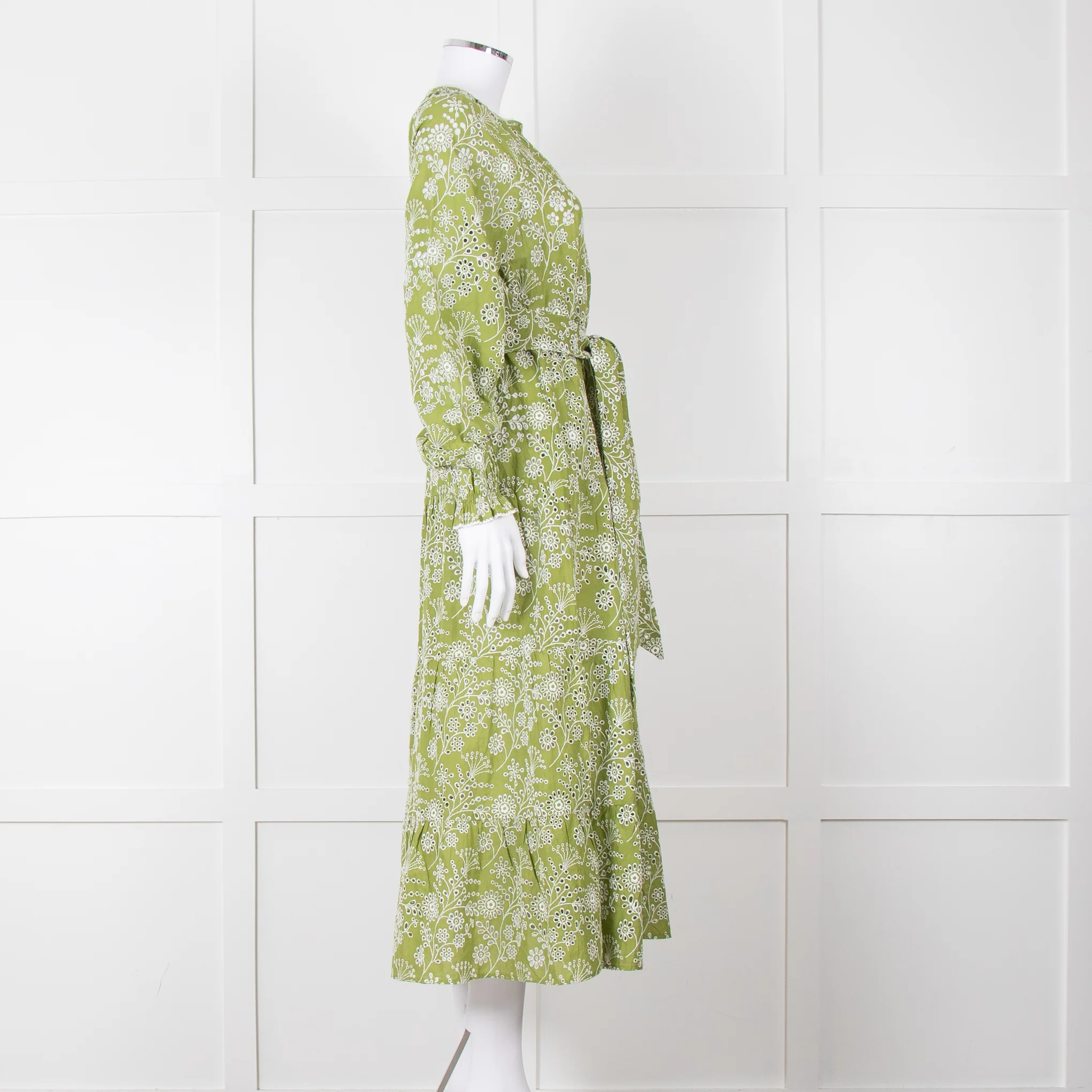 Me + Em Green Broderie Anglaise Belted Maxi Dress - Image 7
