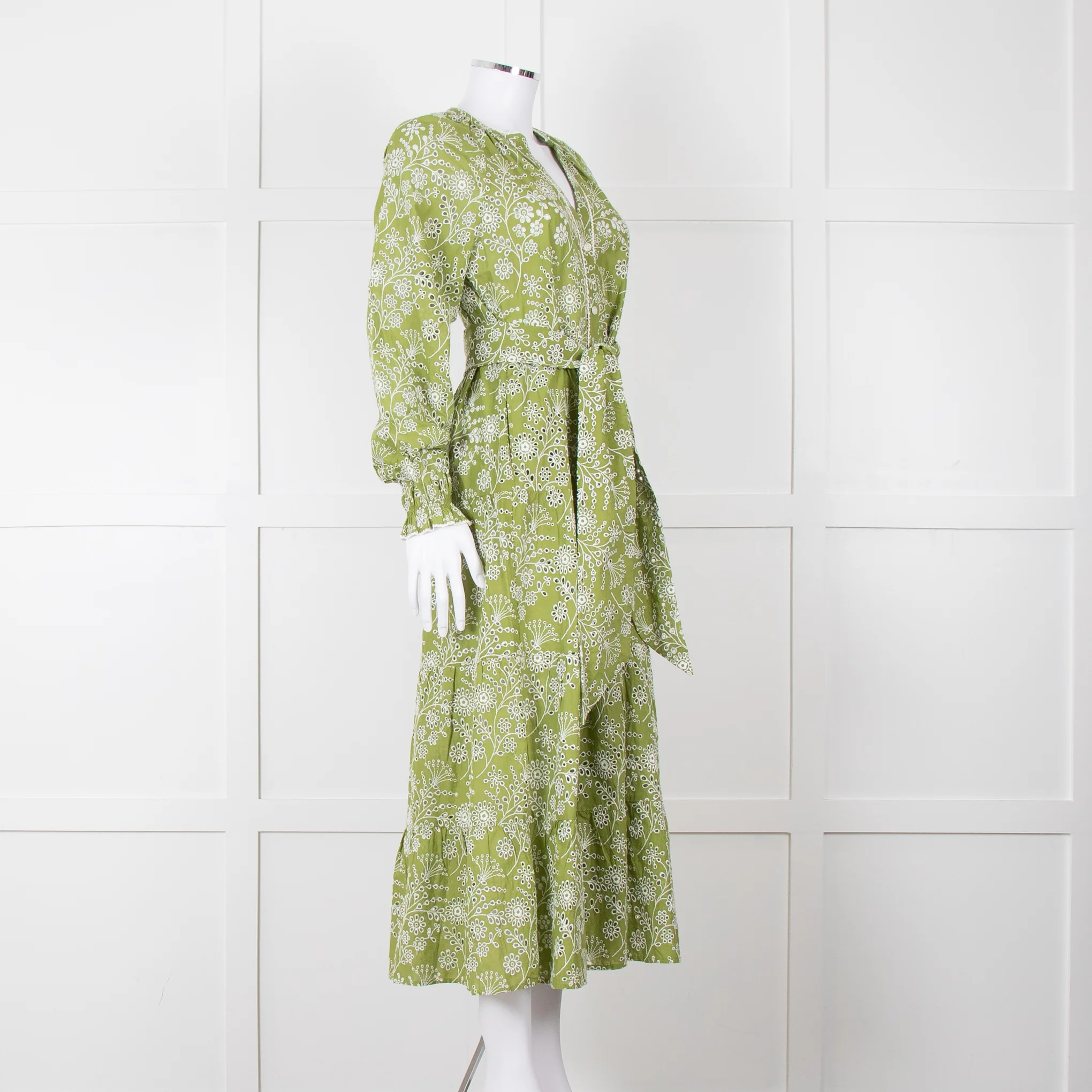 Me + Em Green Broderie Anglaise Belted Maxi Dress - Image 8