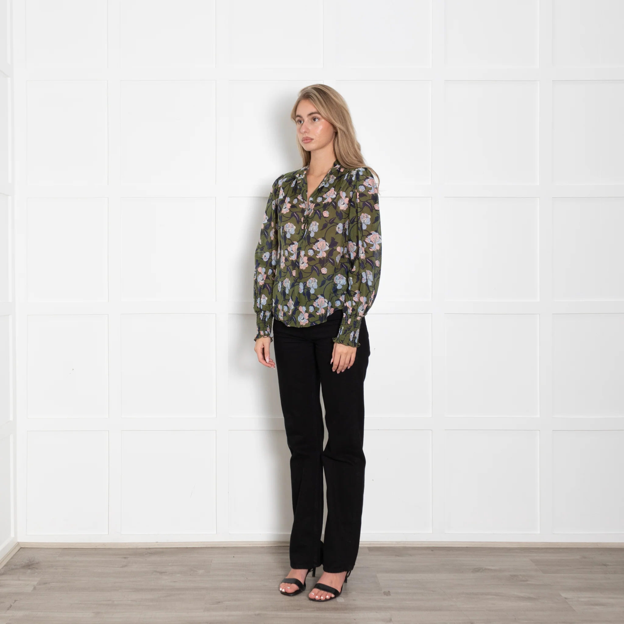 Me + Em Green Frilled Floral Blouse - Image 3