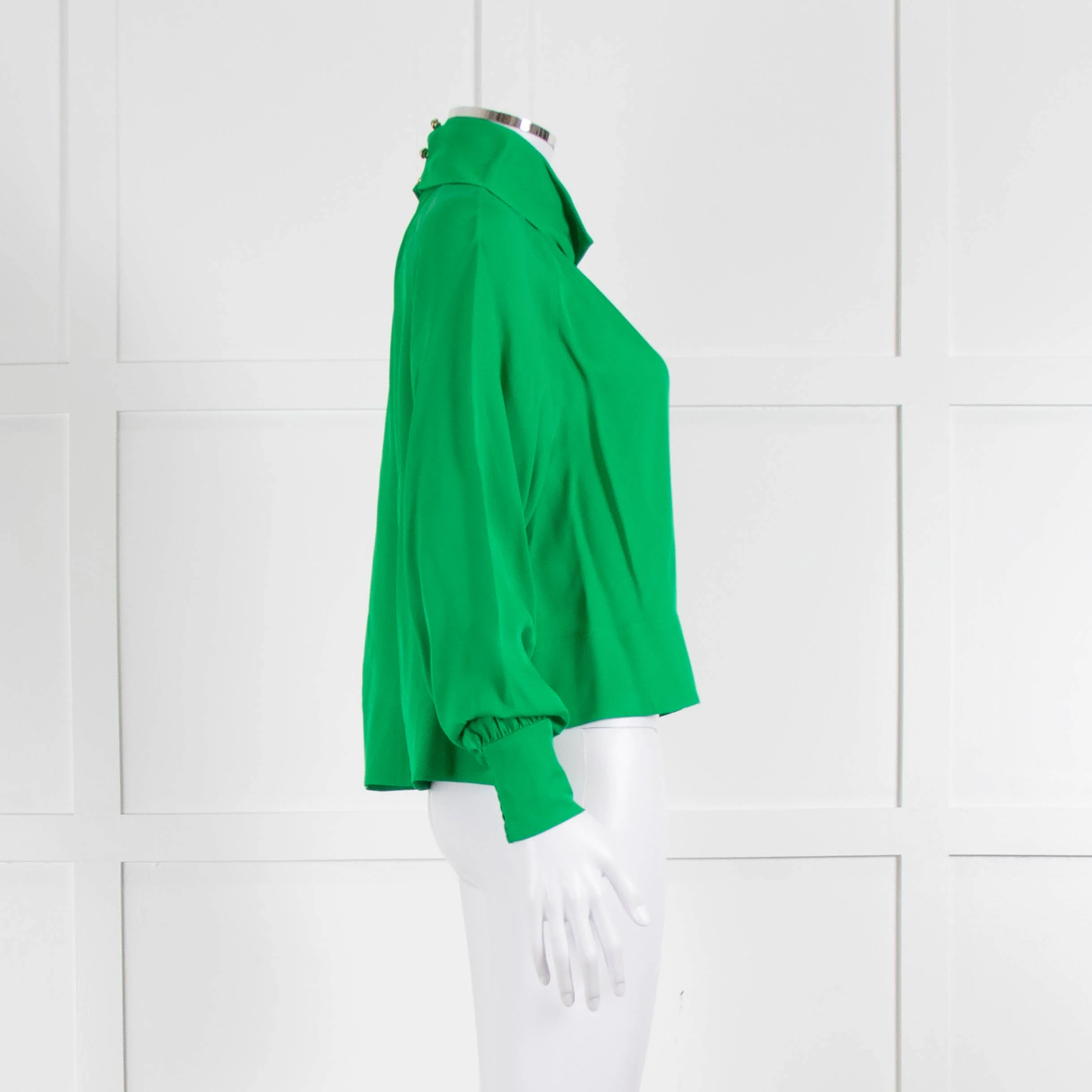 Me + Em Green High Neck Silk Blouse - Image 3