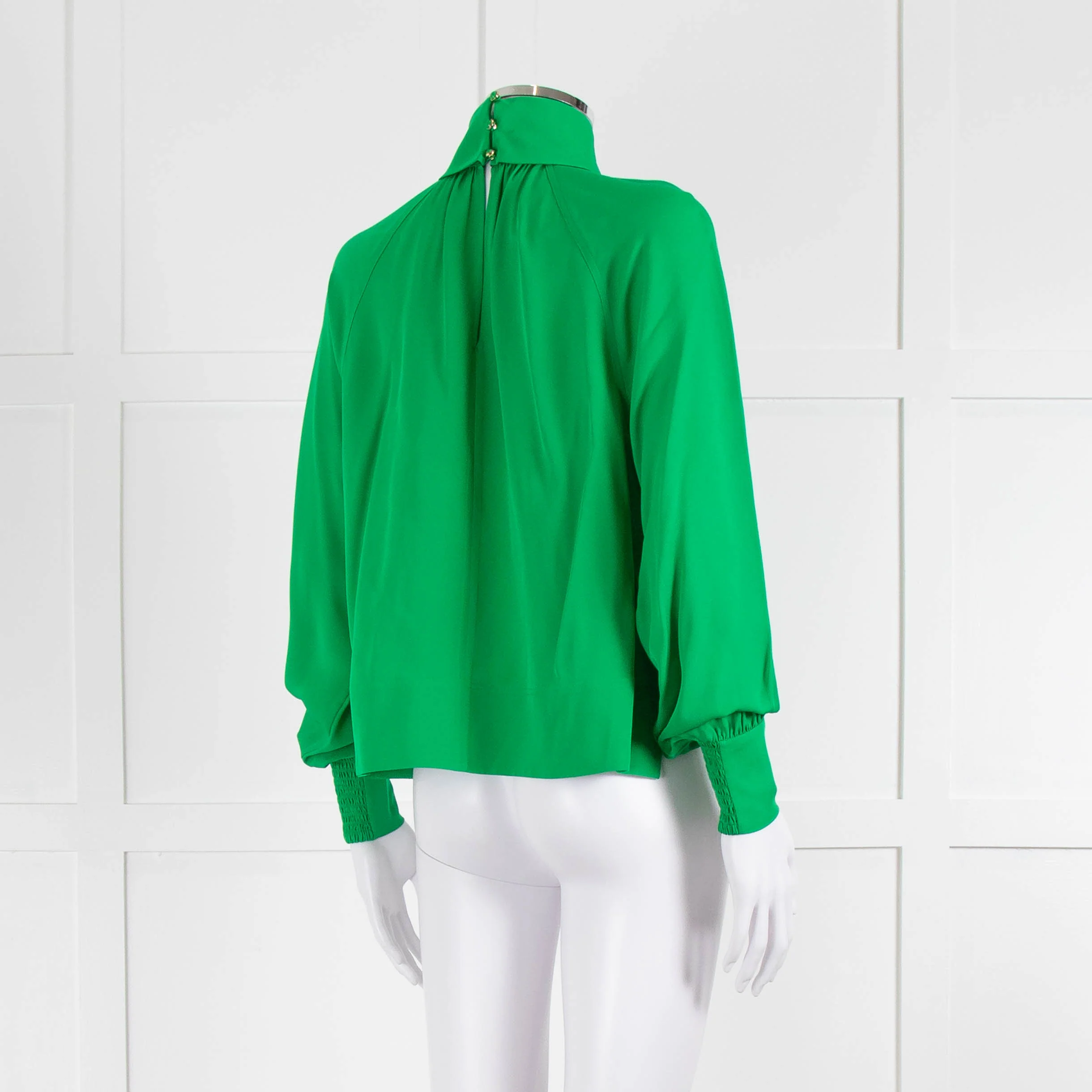 Me + Em Green High Neck Silk Blouse - Image 4
