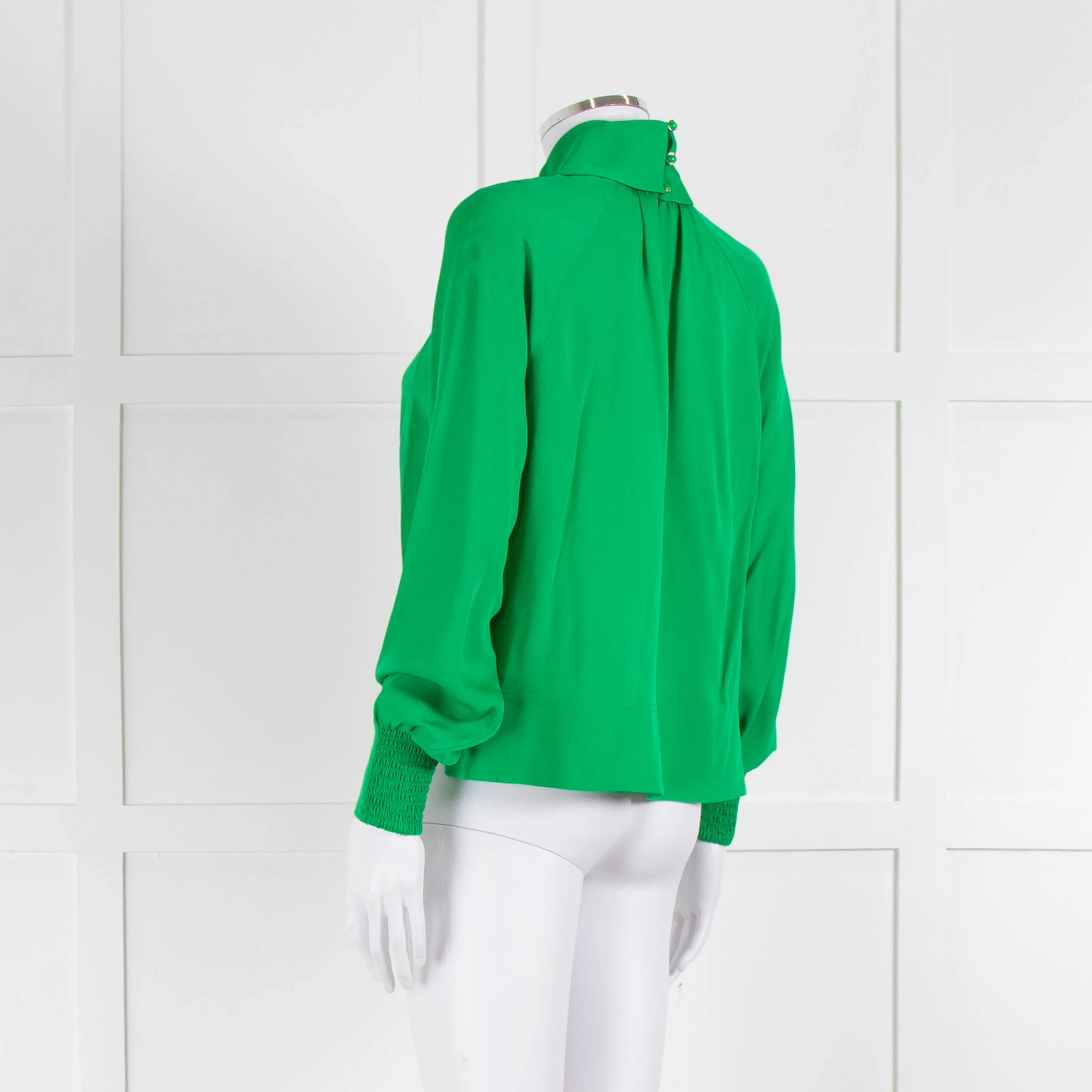 Me + Em Green High Neck Silk Blouse - Image 6