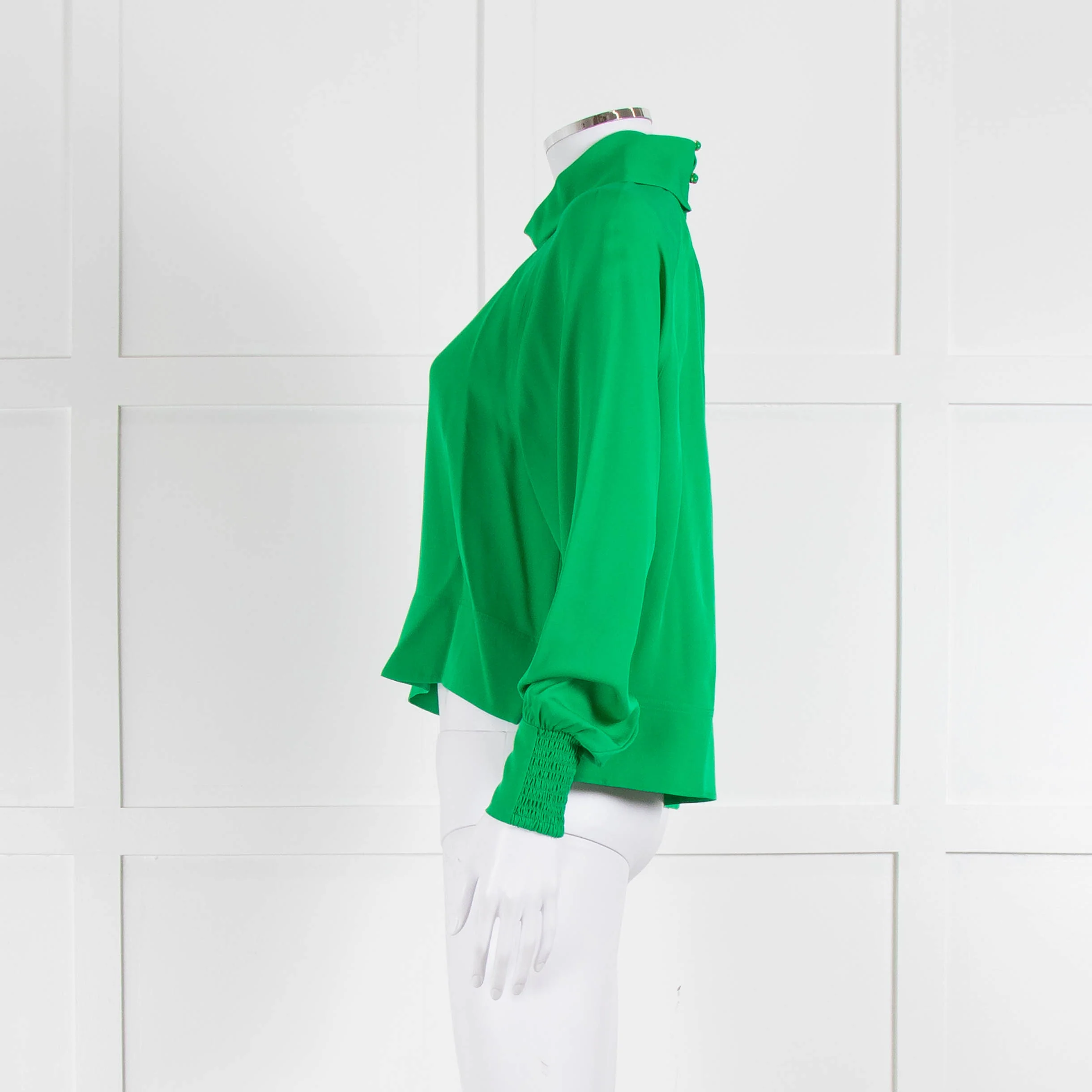 Me + Em Green High Neck Silk Blouse - Image 7