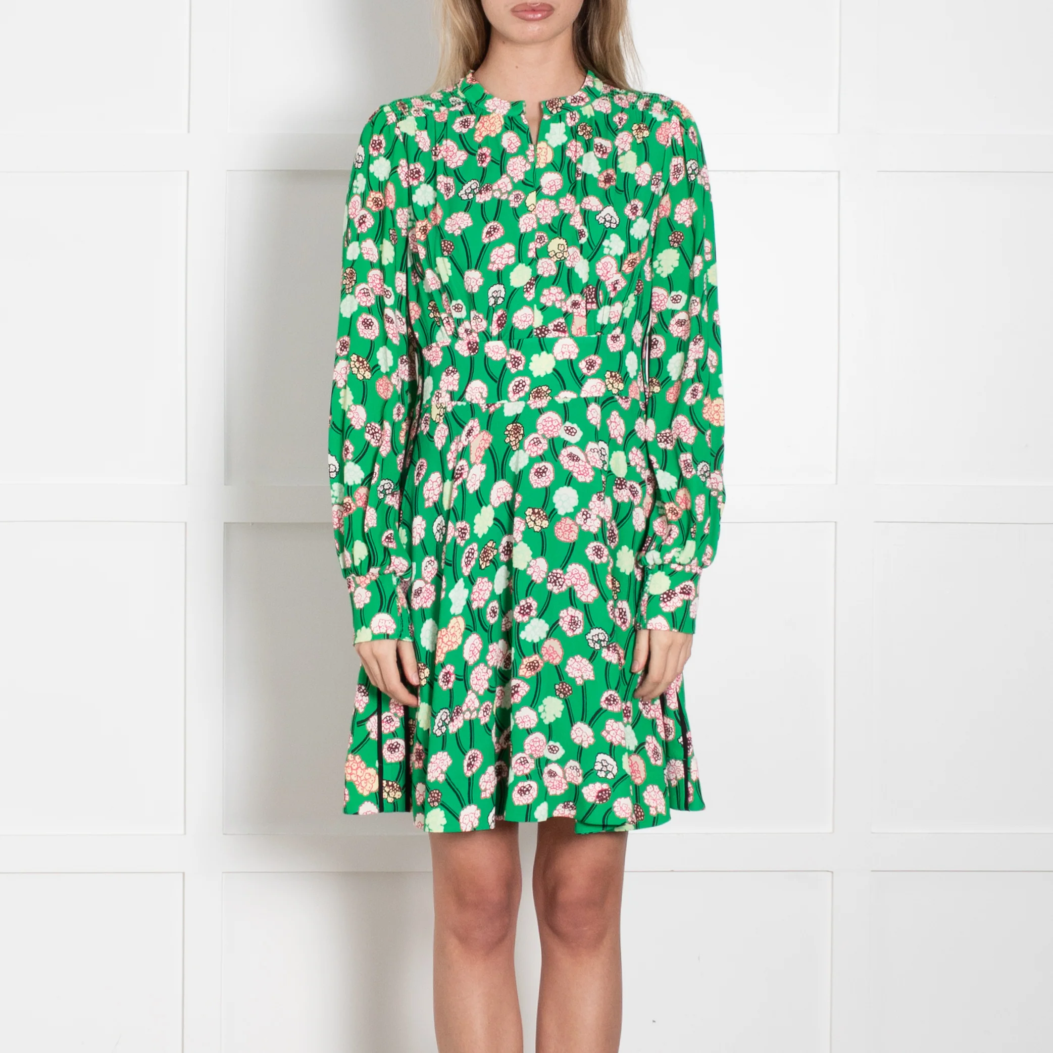 Me + Em Green Lantana Flower Print Short Dress - Image 2