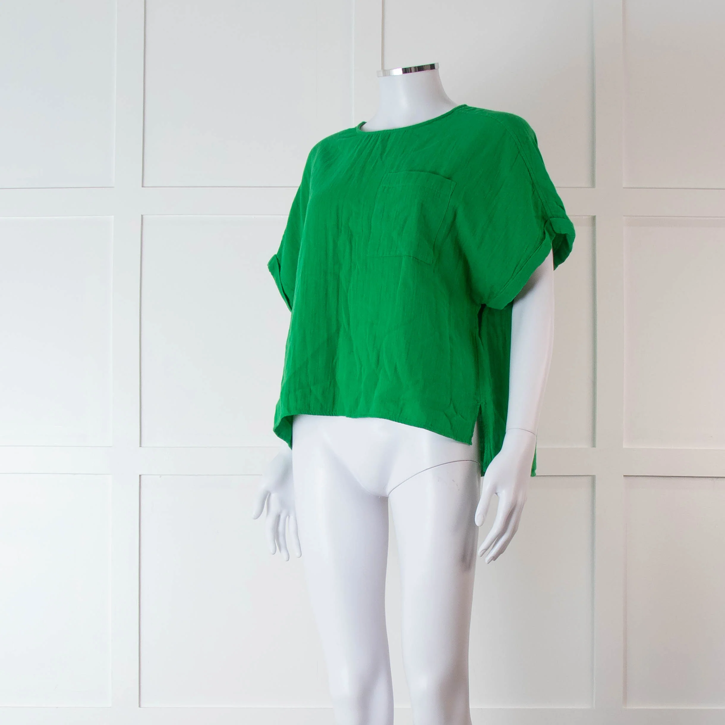 Me + Em Green Short Sleeve Cheese Cloth Top - Image 8