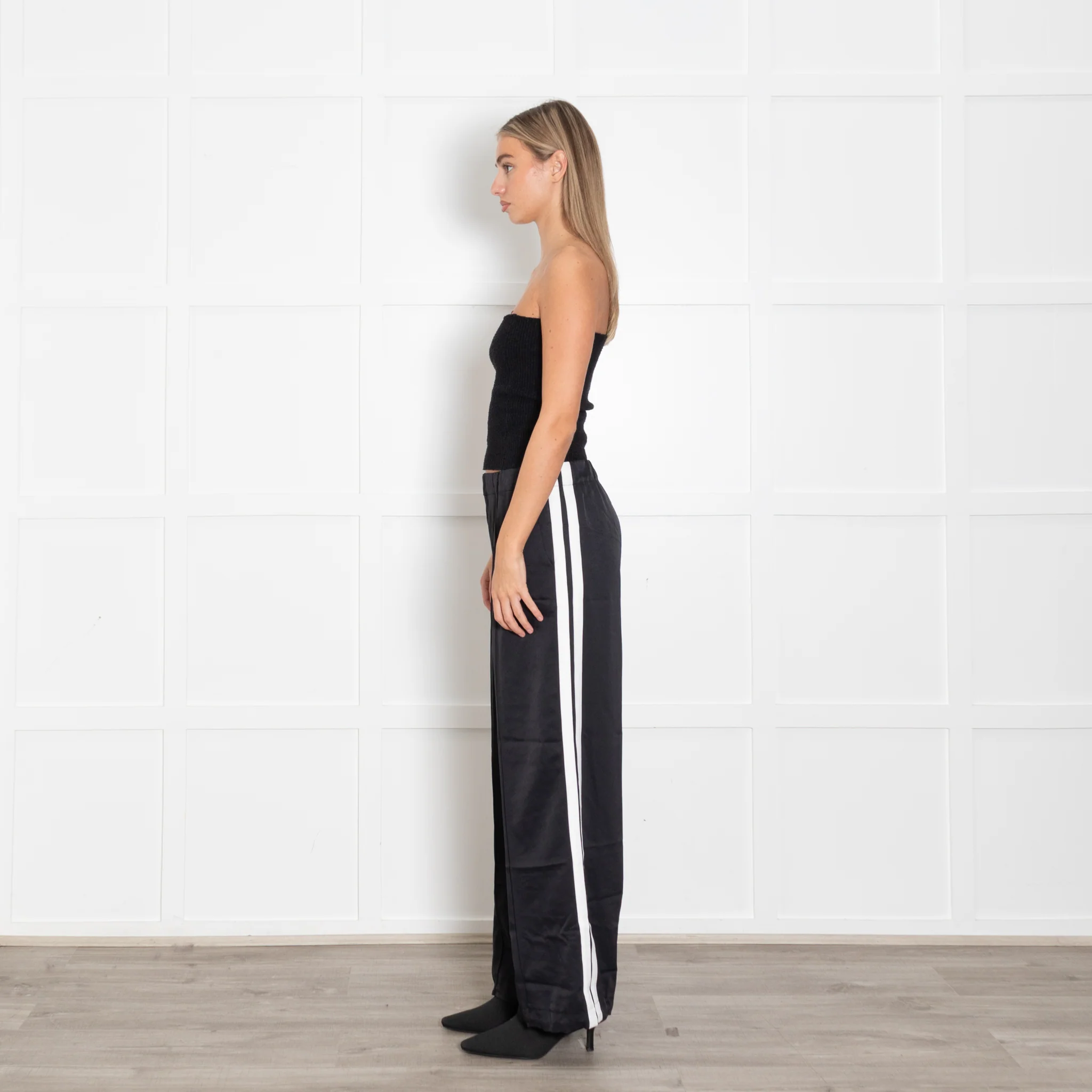 Me + Em Grey Black Side Stripe Flared Trousers - Image 4
