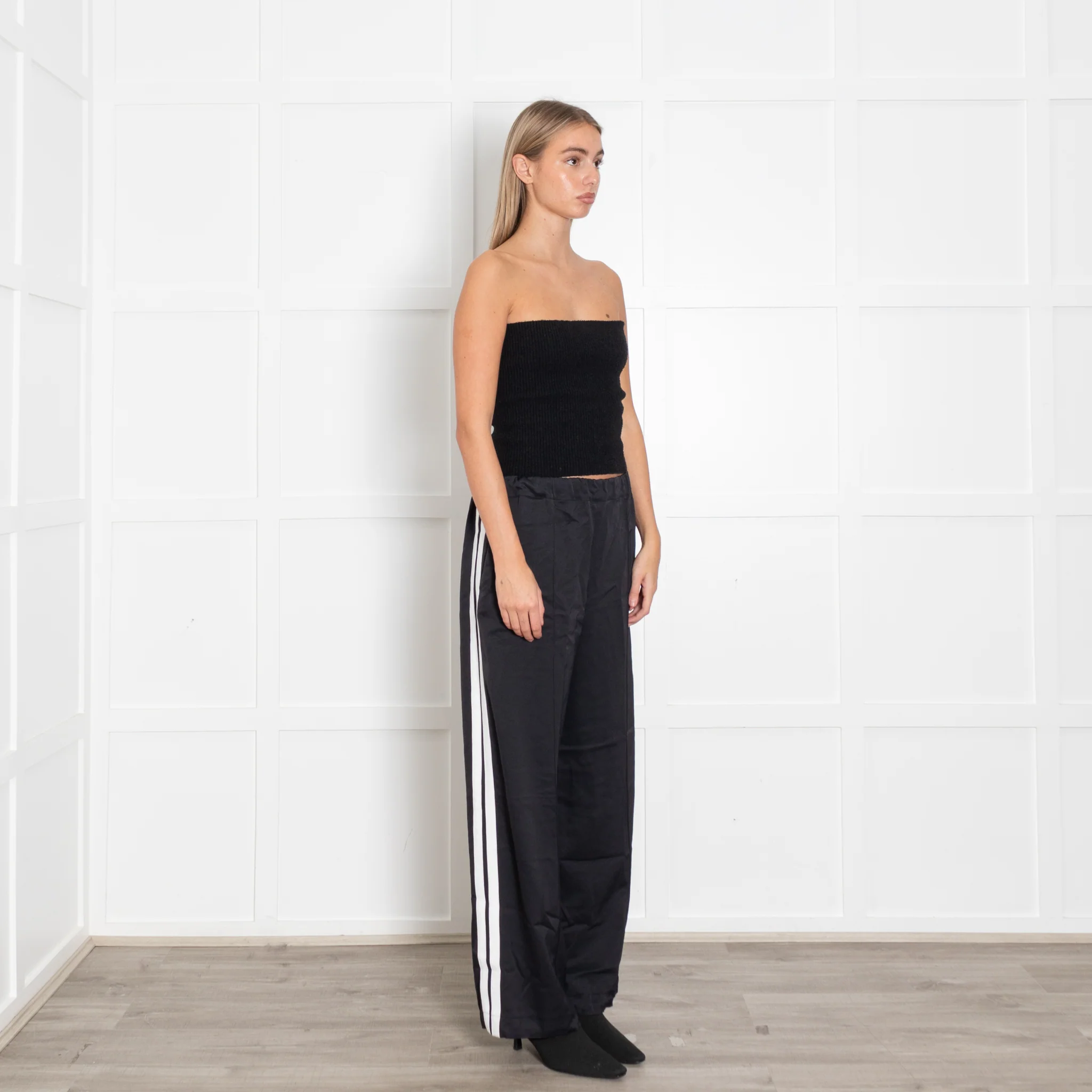 Me + Em Grey Black Side Stripe Flared Trousers - Image 7