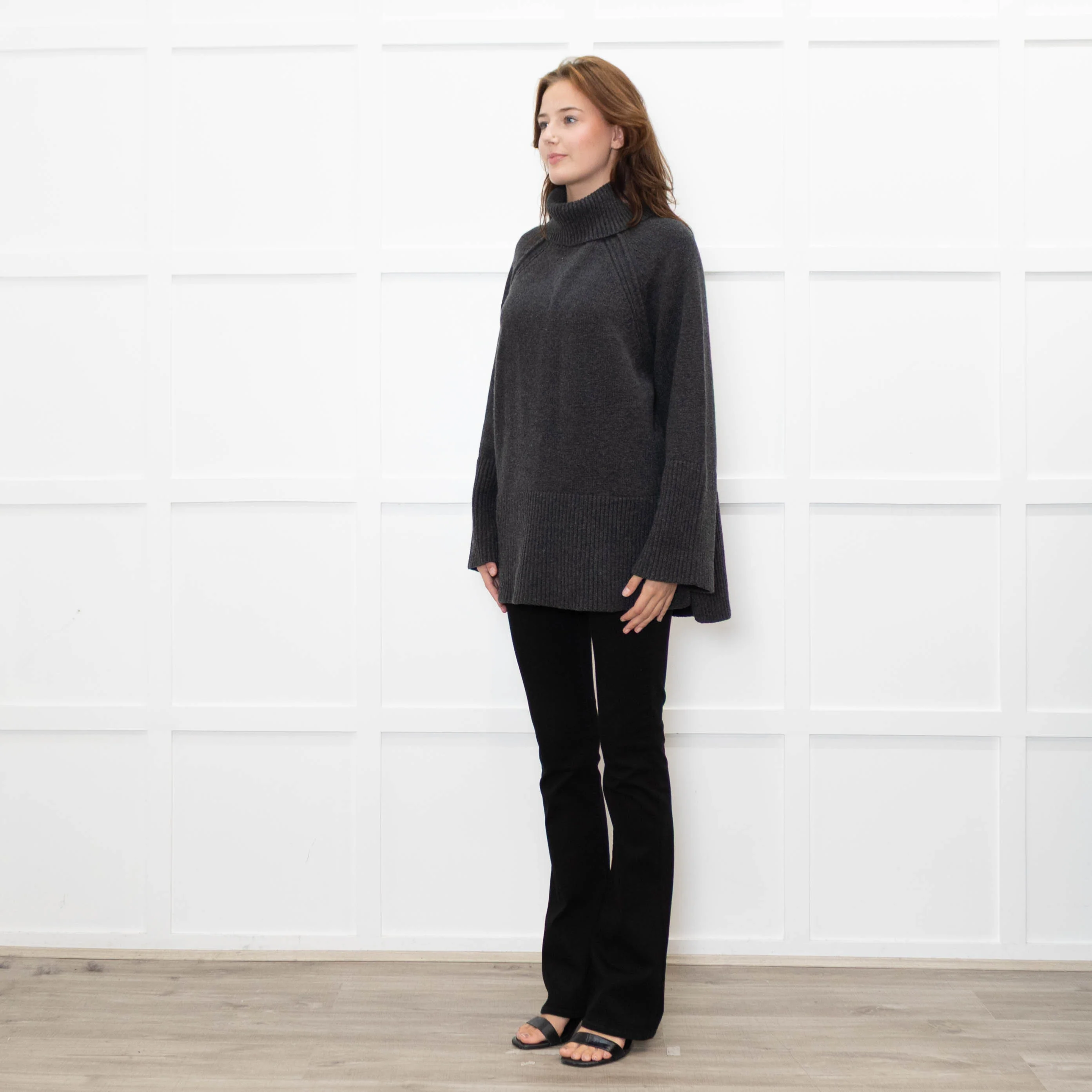 ME + EM Grey Chunky Knit Merino Wool Turtle Neck - Image 3