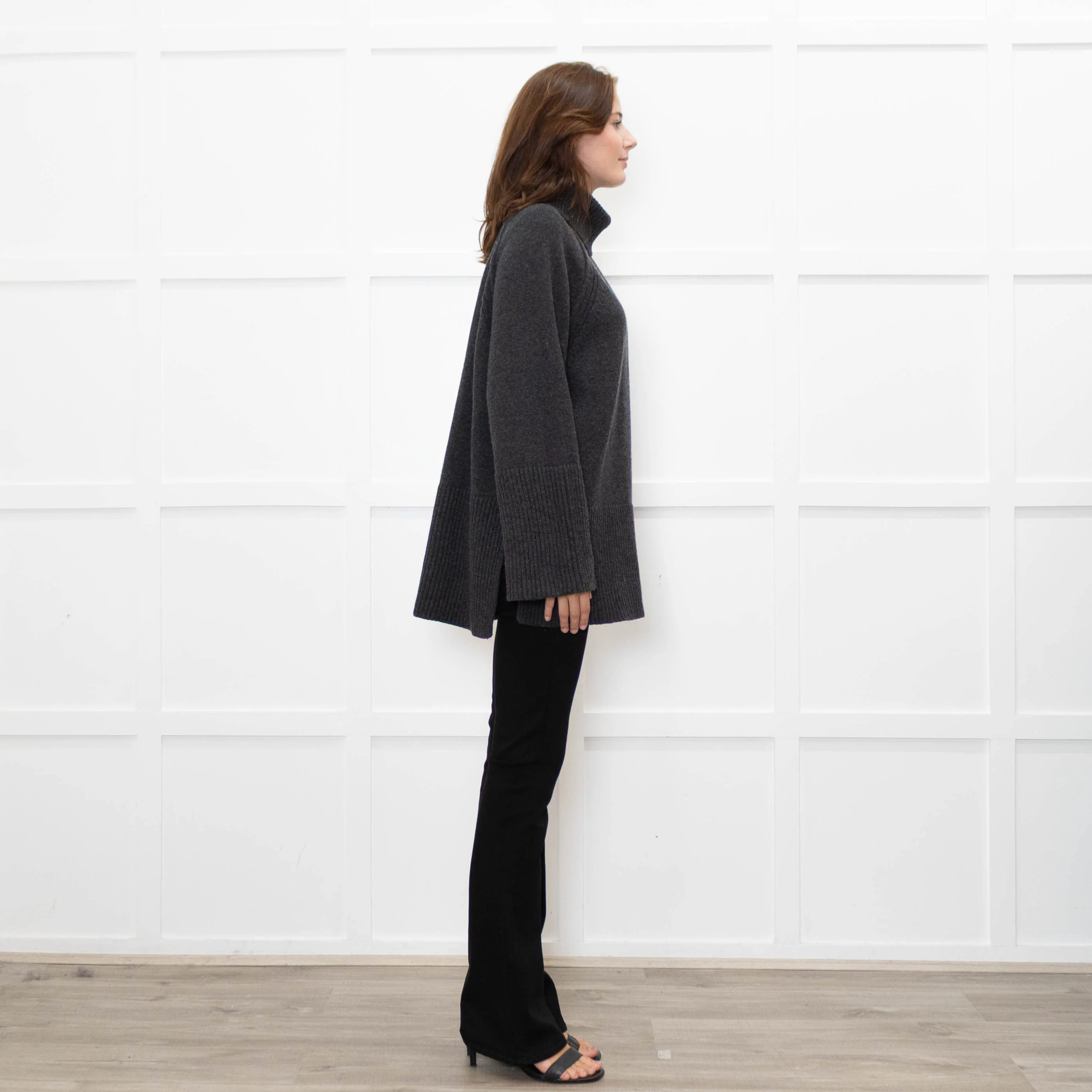 ME + EM Grey Chunky Knit Merino Wool Turtle Neck - Image 6
