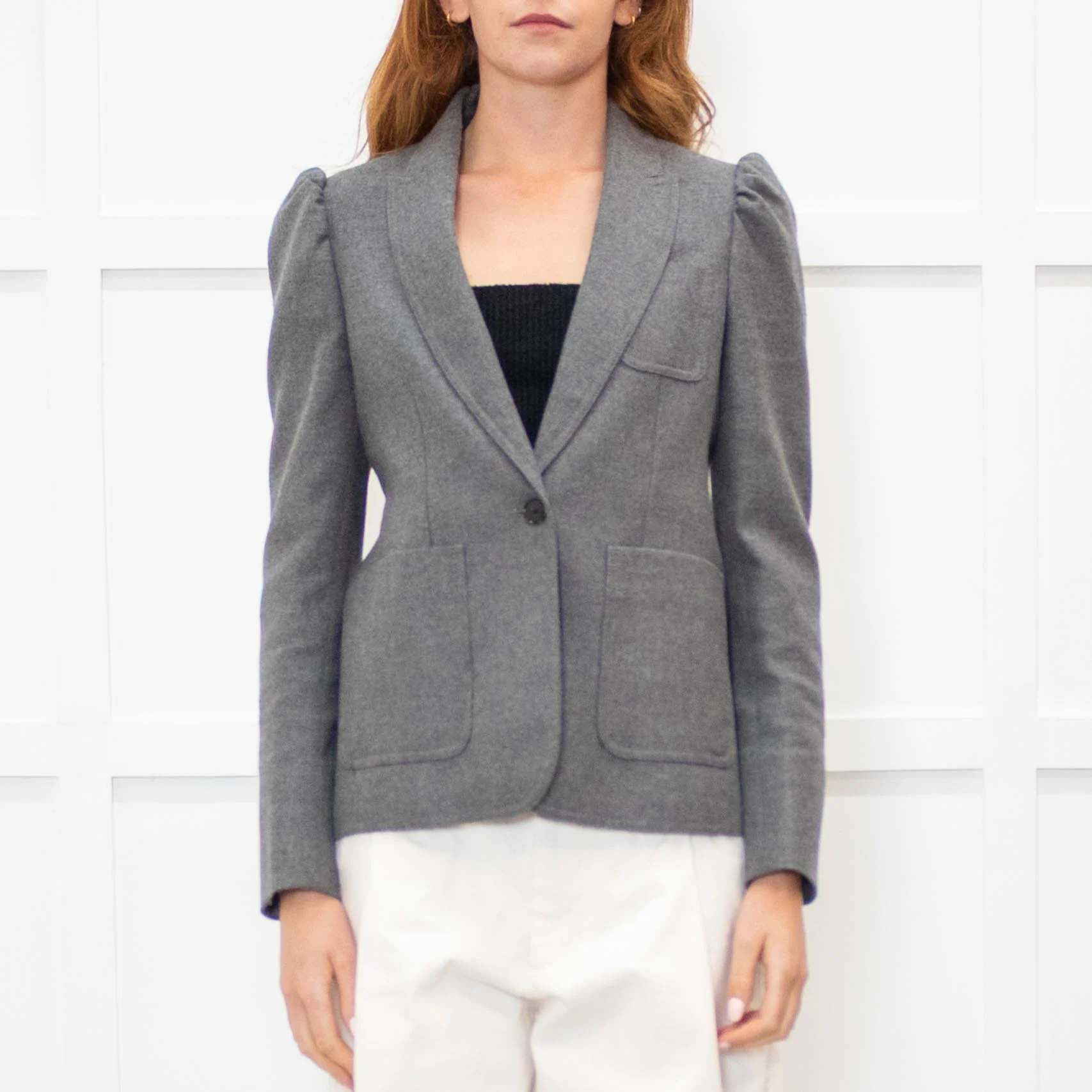 Me + Em Grey Gathered Shoulder Blazer - Image 2