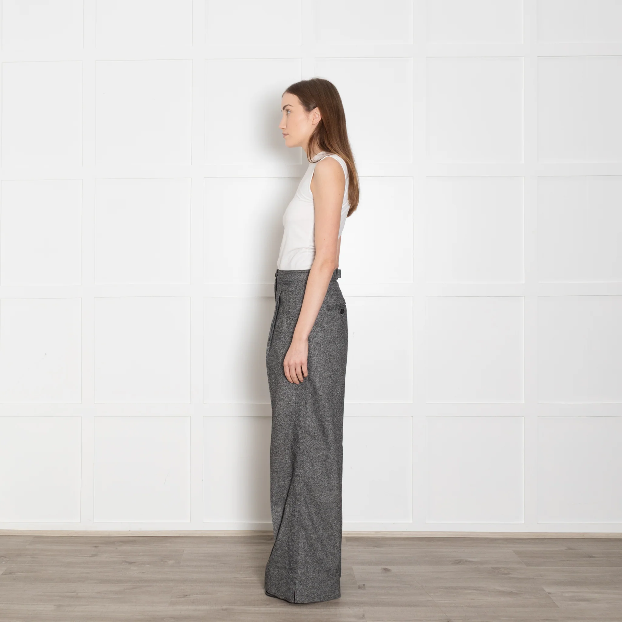 Me + Em Grey Wool High Waisted Wide Trousers - Image 4