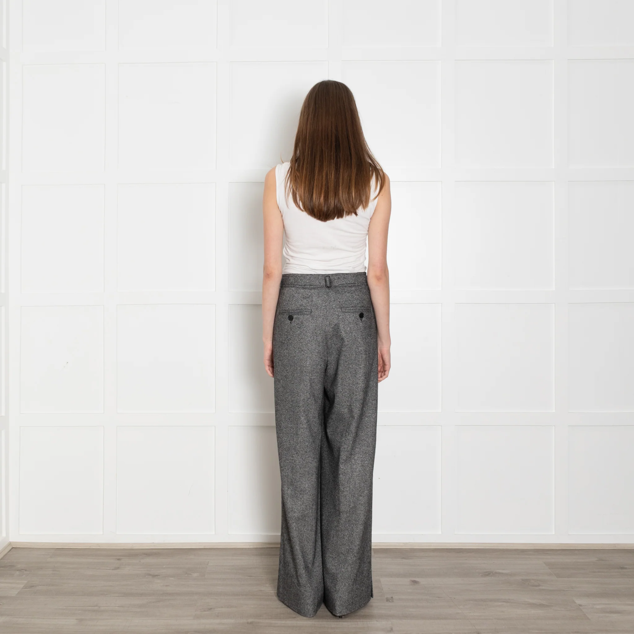 Me + Em Grey Wool High Waisted Wide Trousers - Image 5