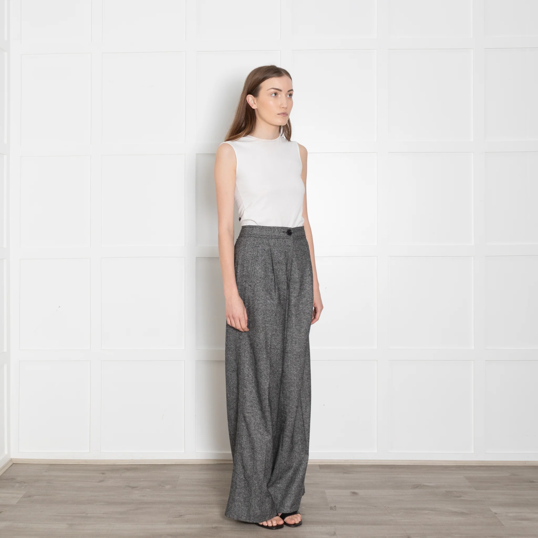 Me + Em Grey Wool High Waisted Wide Trousers - Image 7