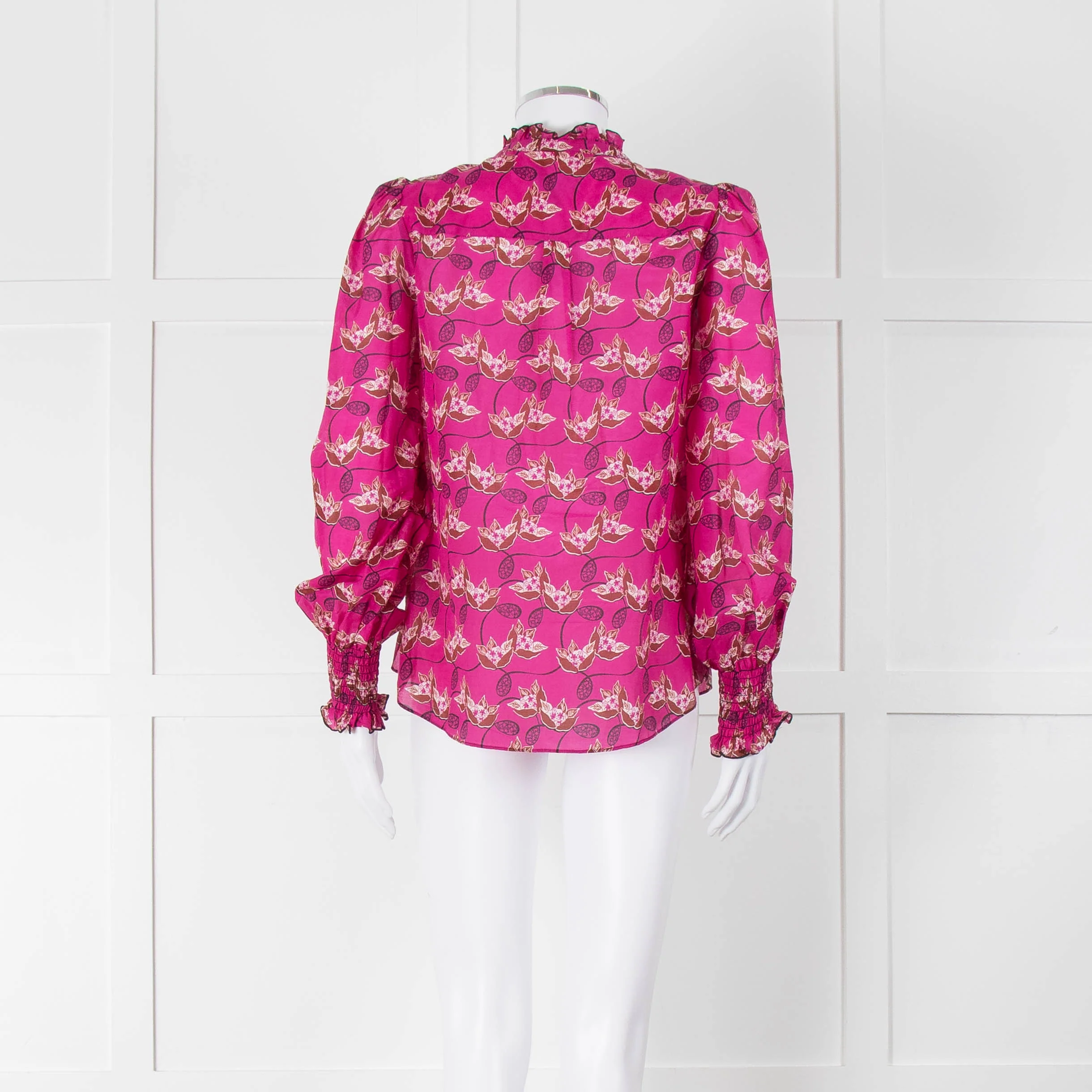 ME + EM Hot Pink Floral Frill Trim Blouse - Image 5