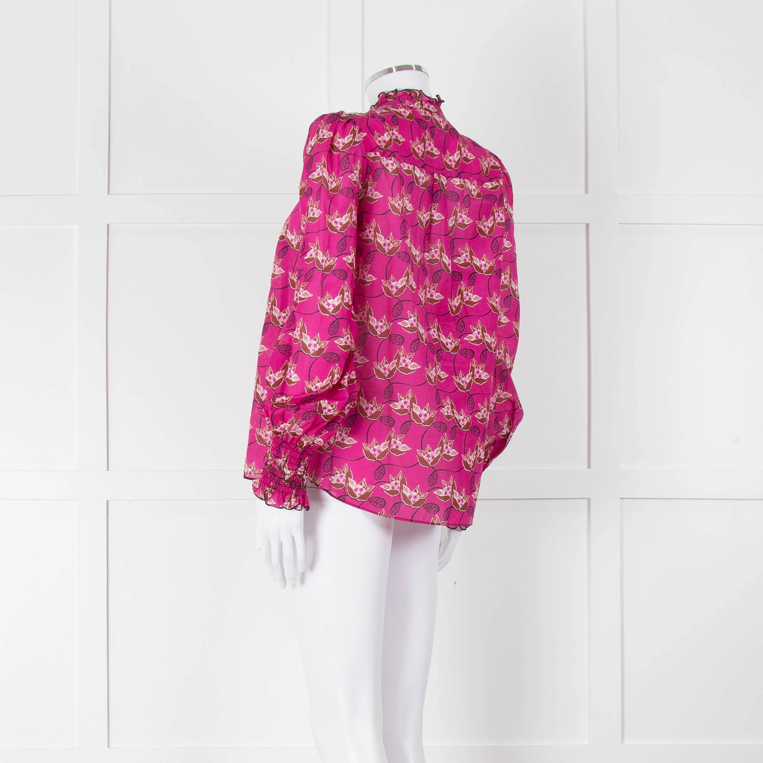 ME + EM Hot Pink Floral Frill Trim Blouse - Image 6
