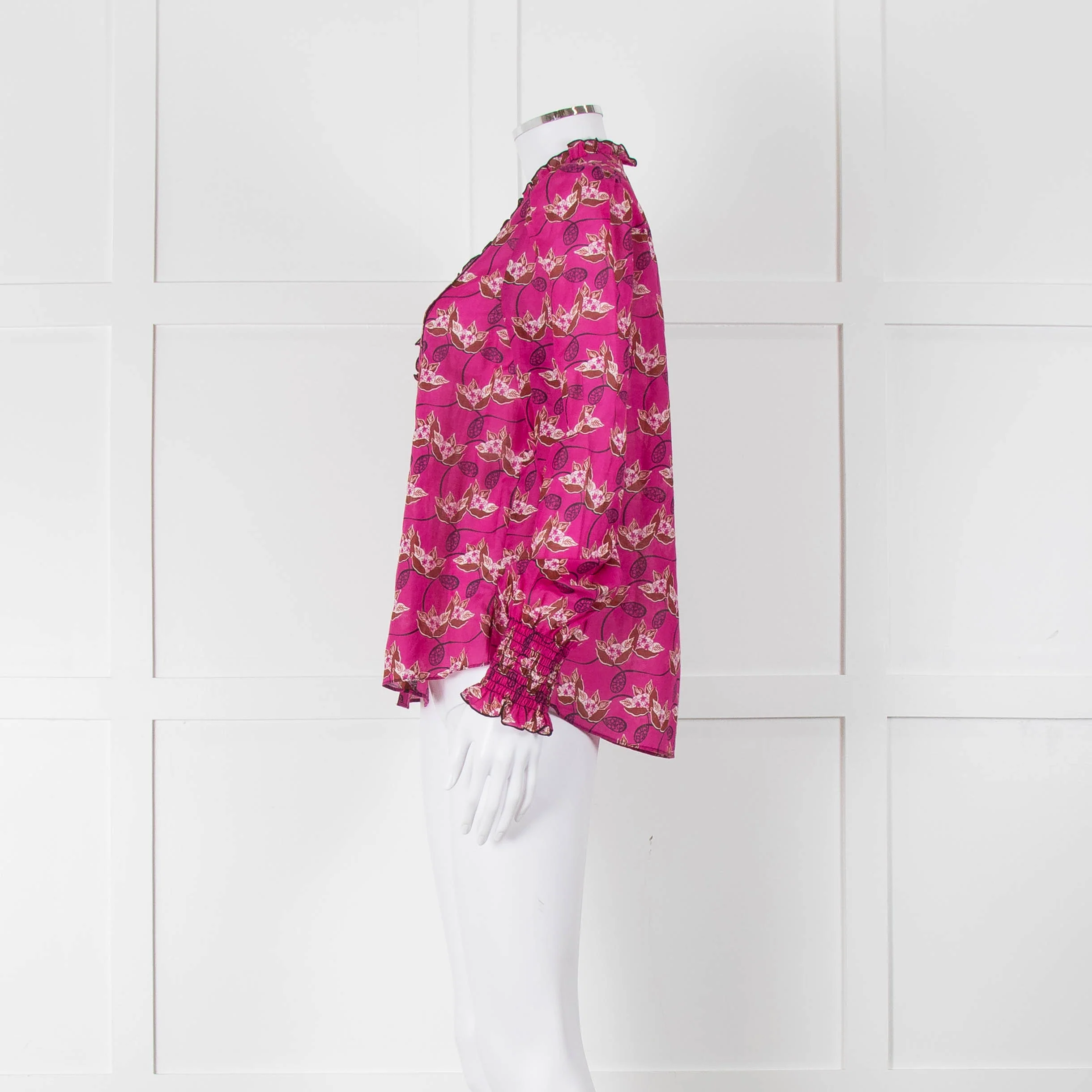 ME + EM Hot Pink Floral Frill Trim Blouse - Image 7