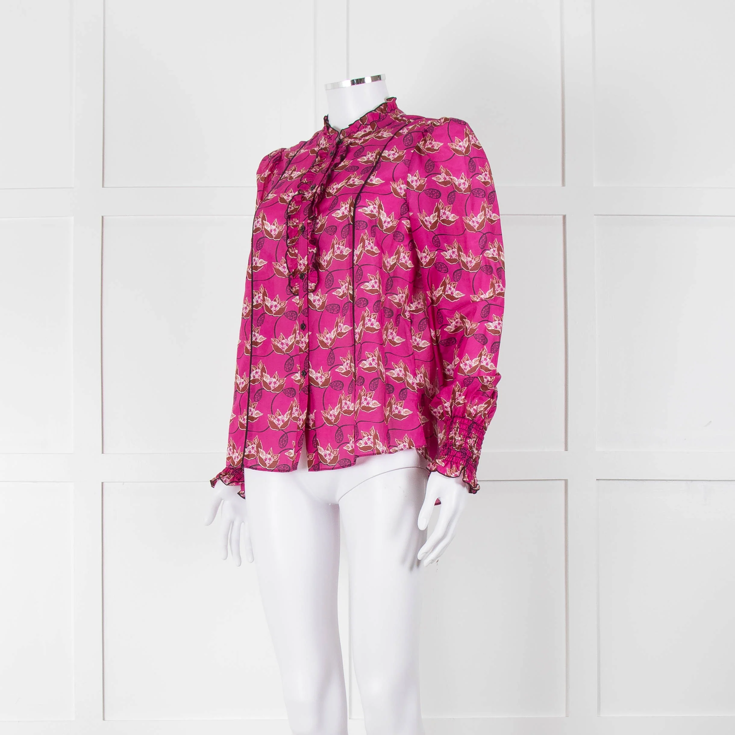 ME + EM Hot Pink Floral Frill Trim Blouse - Image 8
