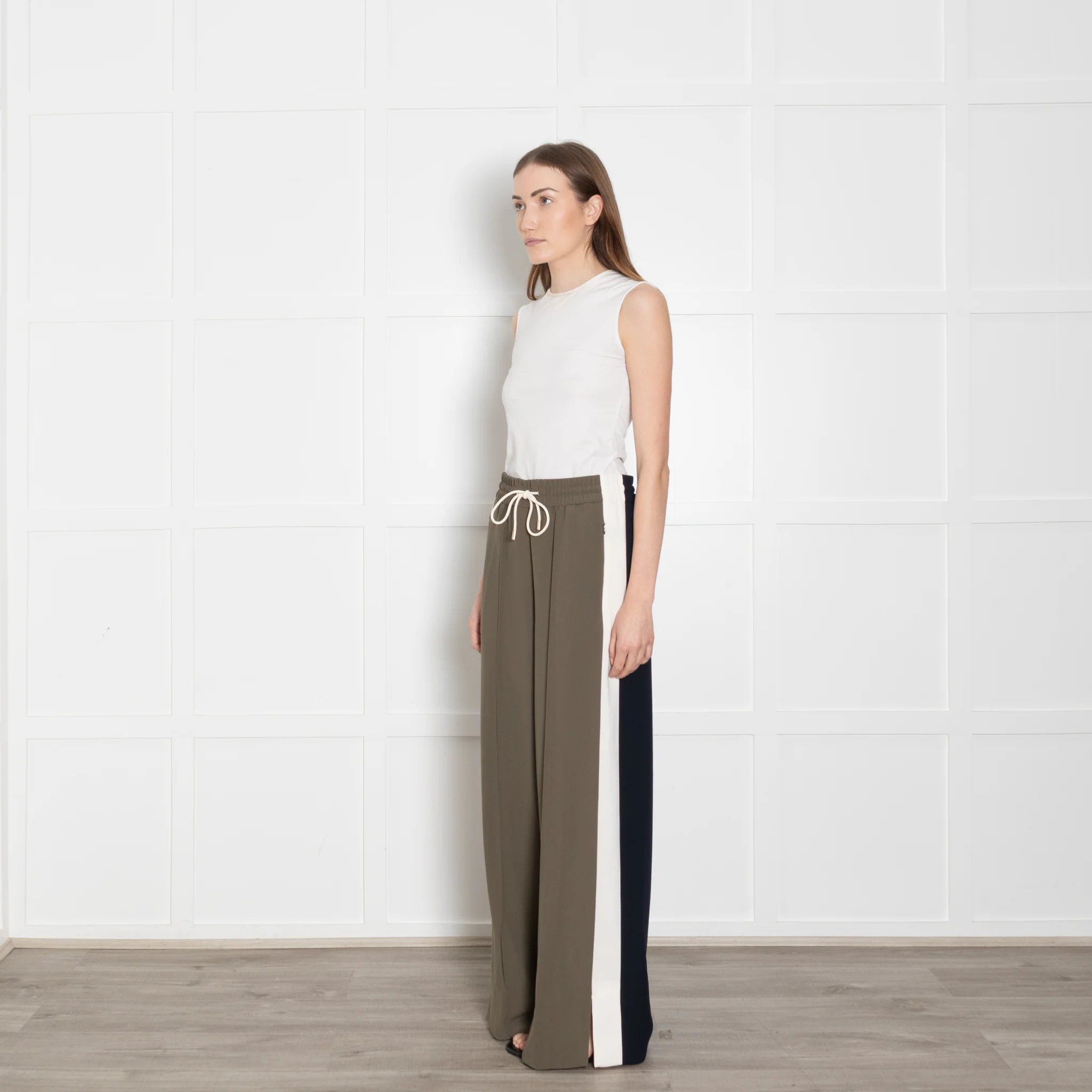 Me + Em Khaki Black Side Stipe Trousers - Image 3