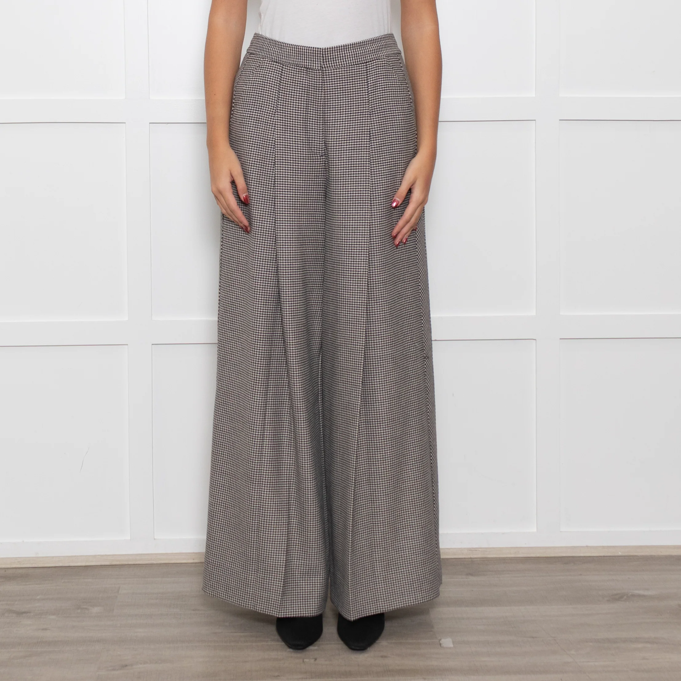 Me + Em Mini Houndstooth Wide Leg Trousers - Image 2