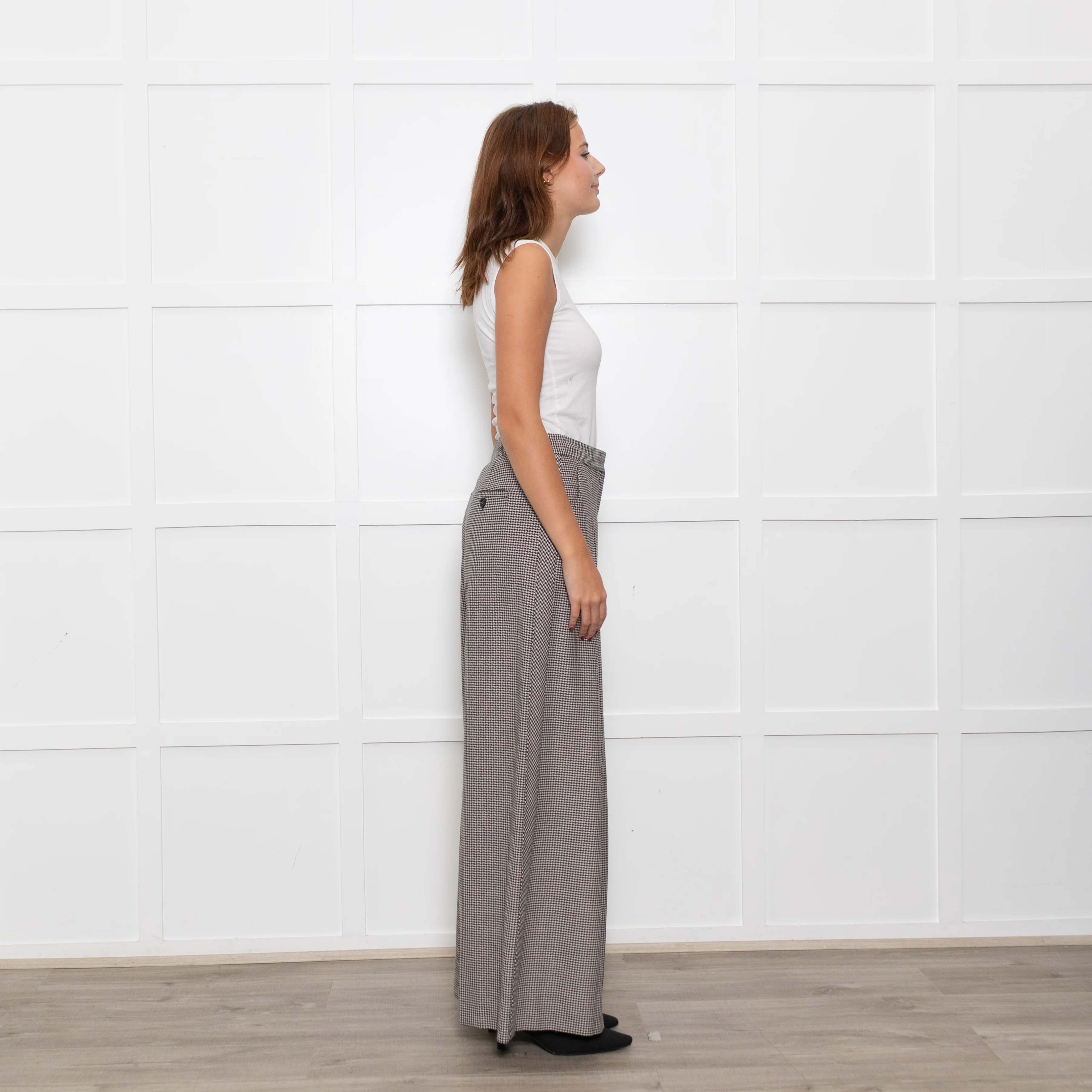 Me + Em Mini Houndstooth Wide Leg Trousers - Image 6