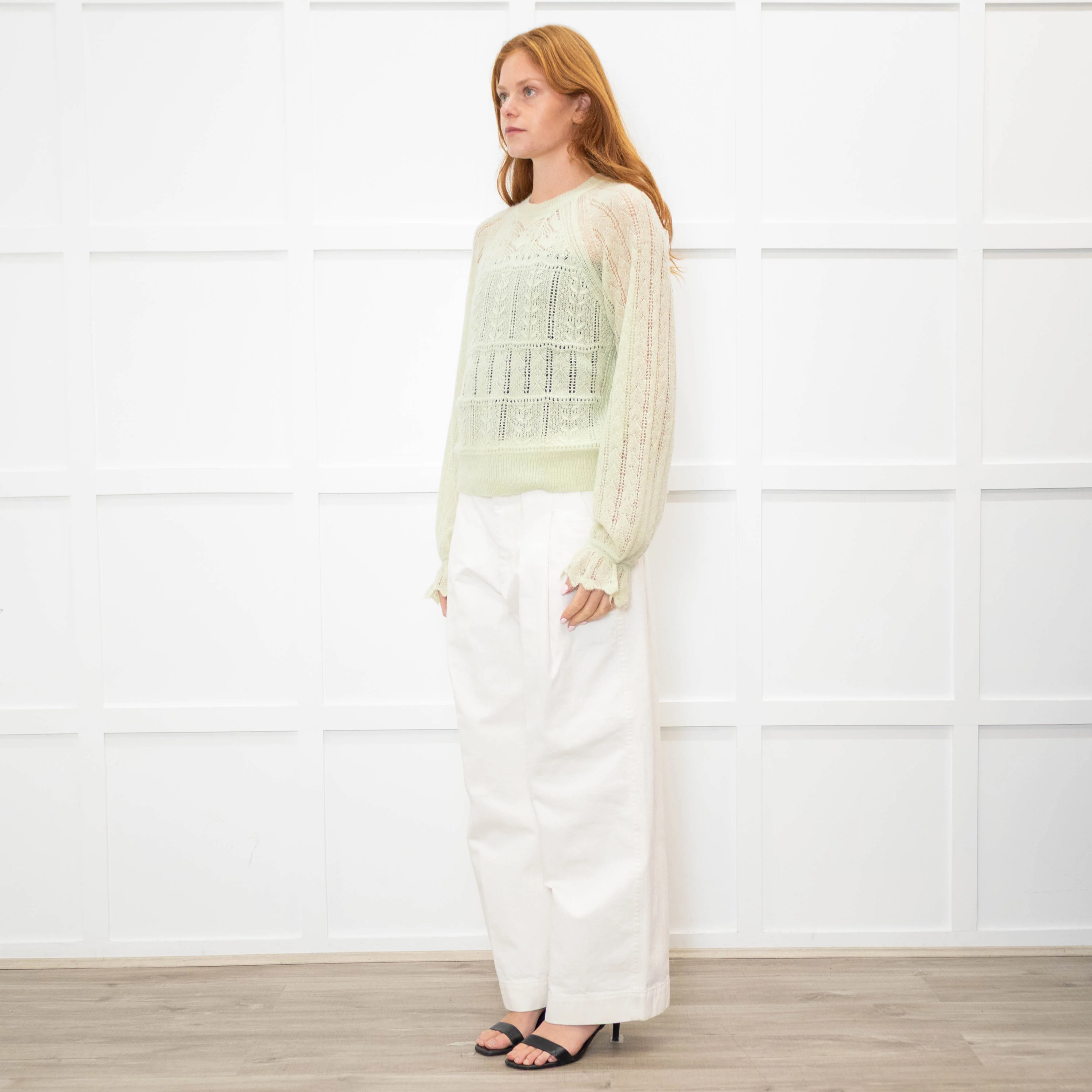 Me + Em Mint Green Crochet Knit Jumper - Image 3