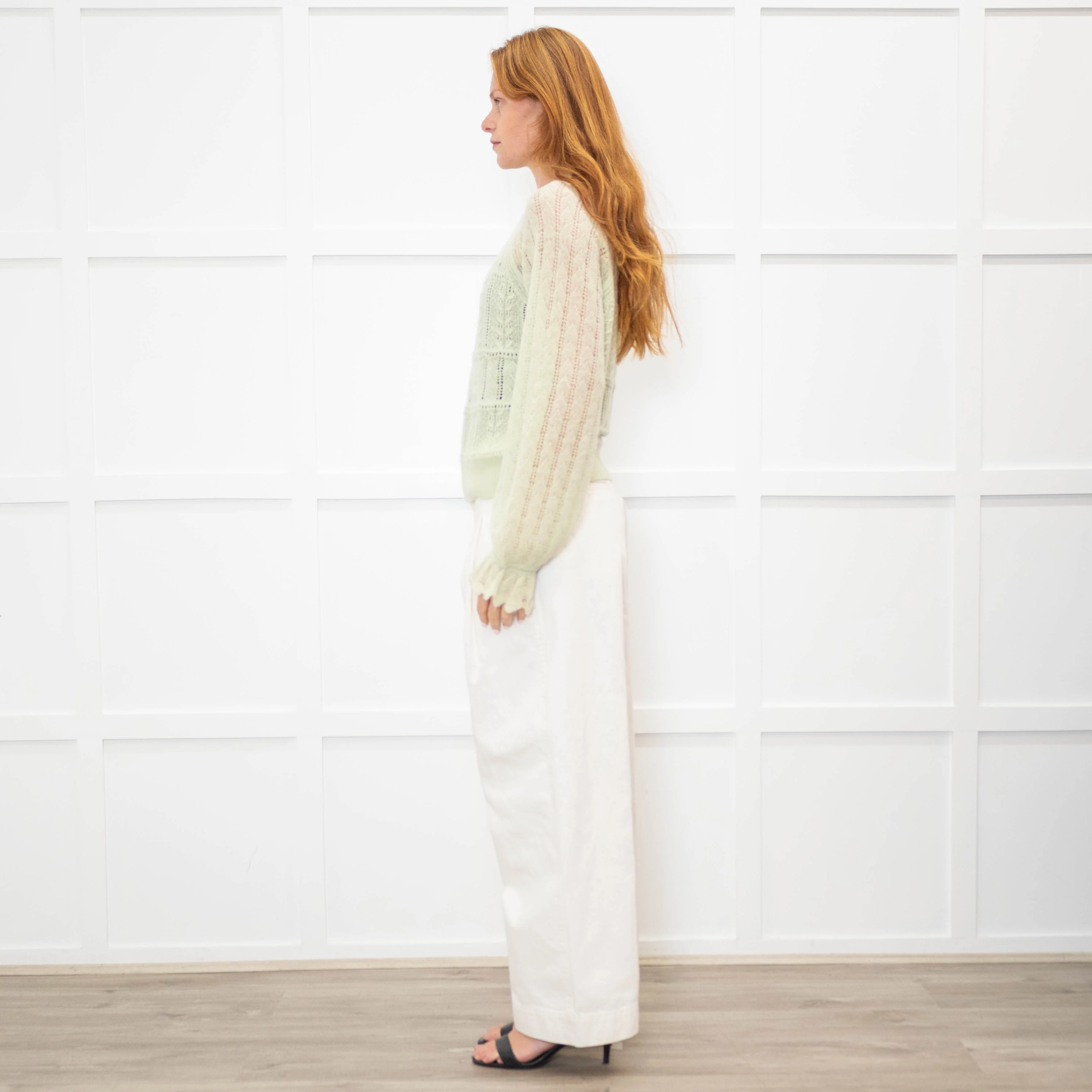 Me + Em Mint Green Crochet Knit Jumper - Image 4