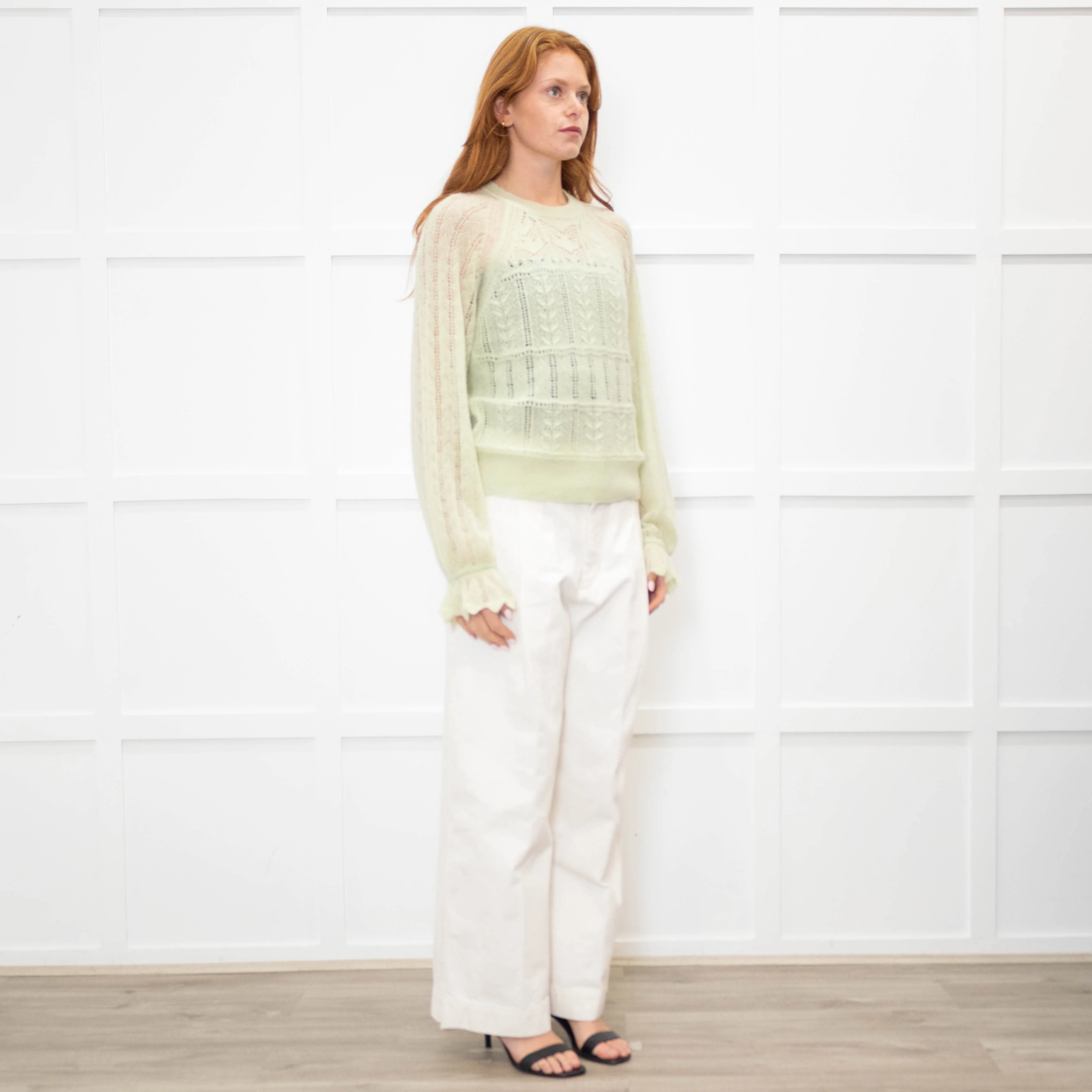 Me + Em Mint Green Crochet Knit Jumper - Image 7