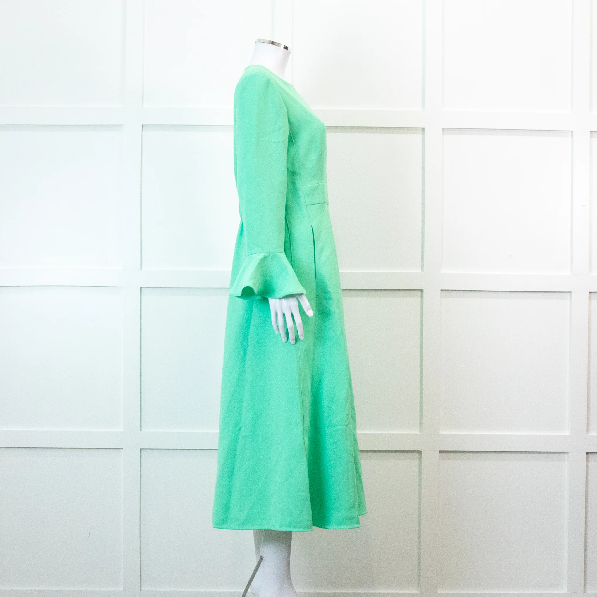 Me +Em Mint Green Fluid Crepe Elegant Midi Dress - Image 3