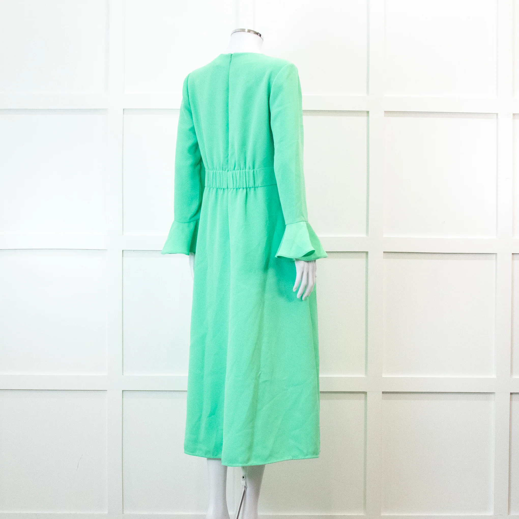 Me +Em Mint Green Fluid Crepe Elegant Midi Dress - Image 4