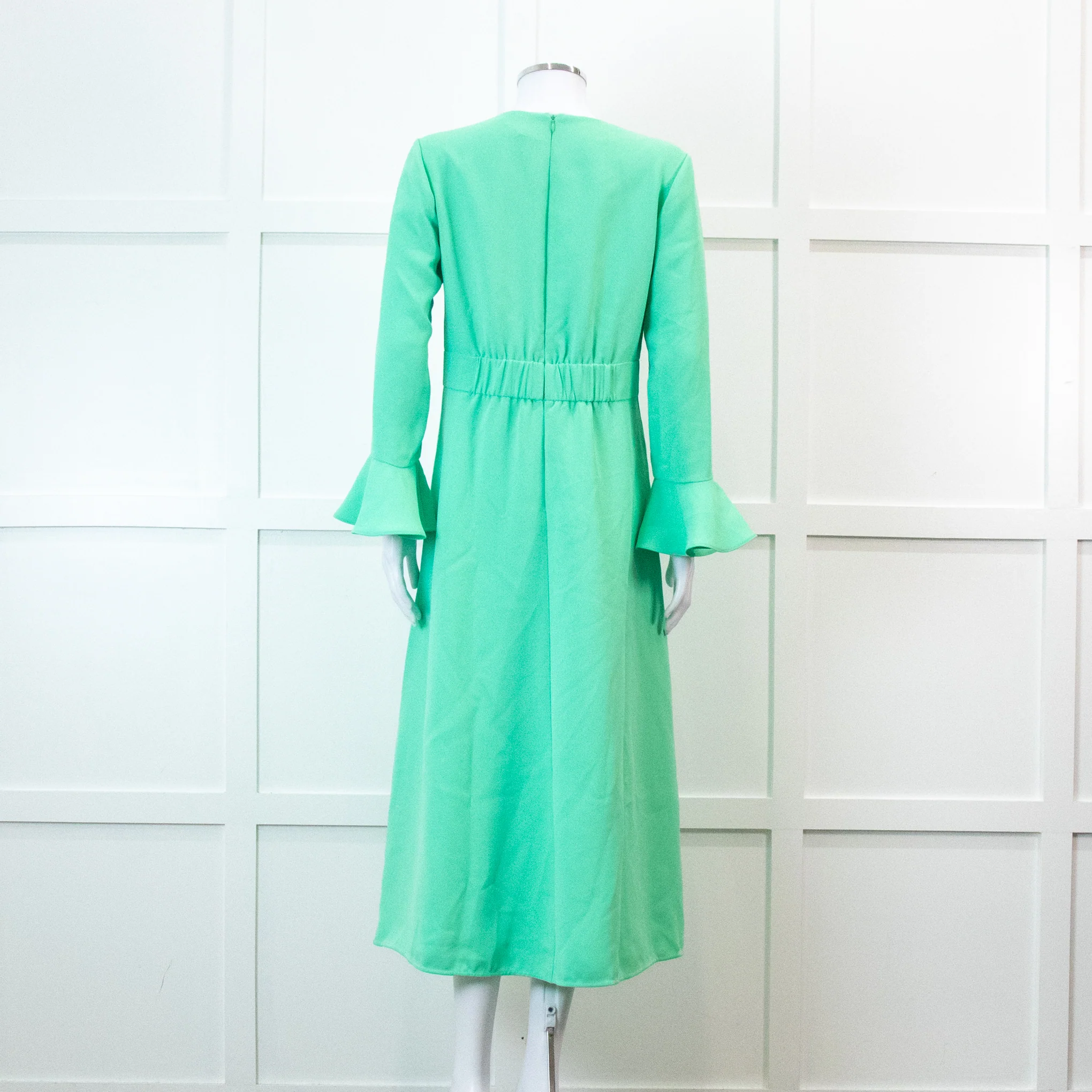 Me +Em Mint Green Fluid Crepe Elegant Midi Dress - Image 5