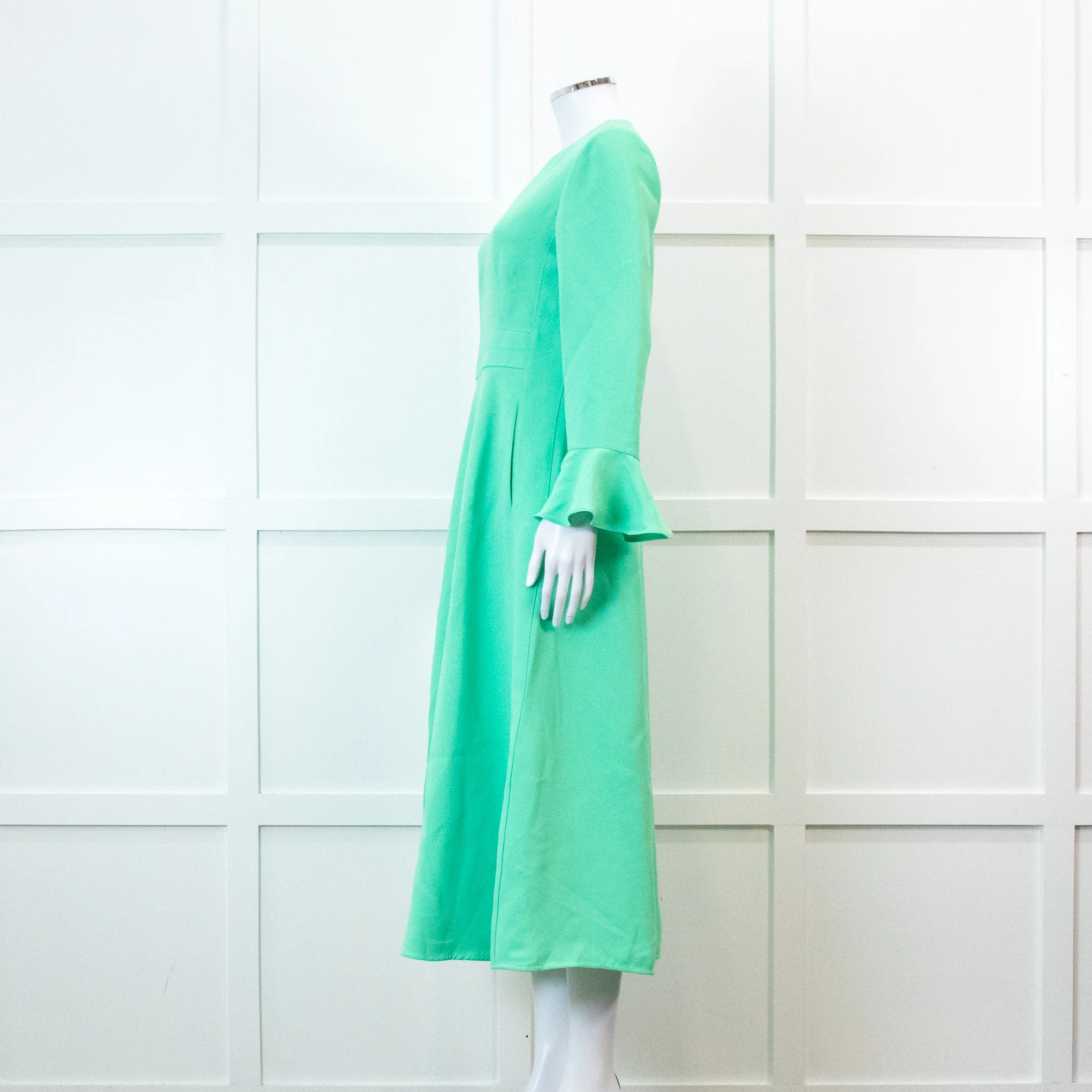 Me +Em Mint Green Fluid Crepe Elegant Midi Dress - Image 7