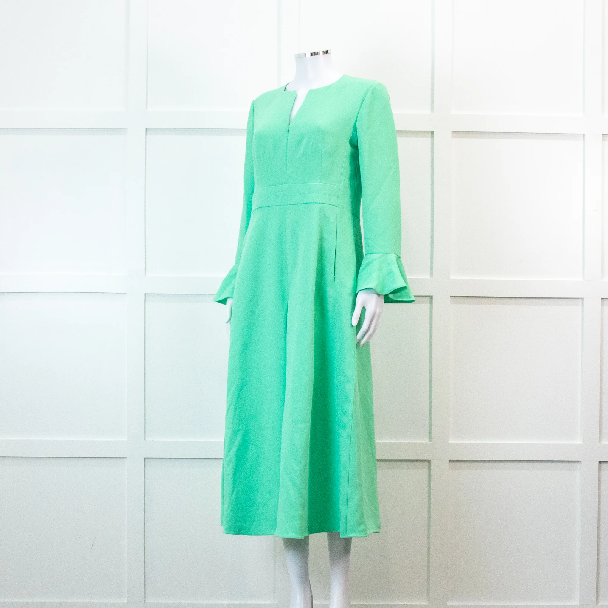 Me +Em Mint Green Fluid Crepe Elegant Midi Dress - Image 8