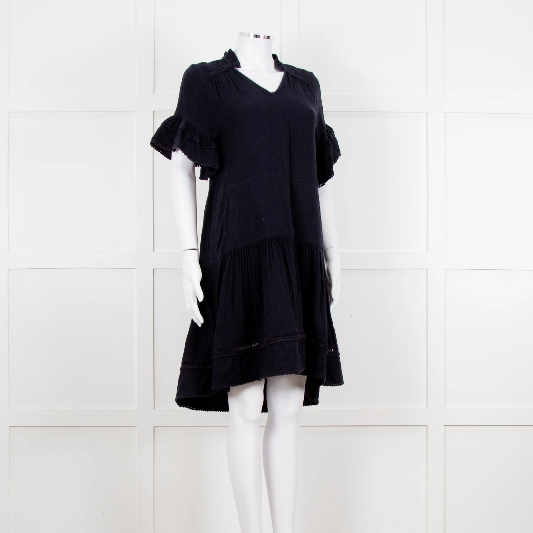 Me + Em Navy Blue Cheese Cloth Bottom Frill Dress - Image 8
