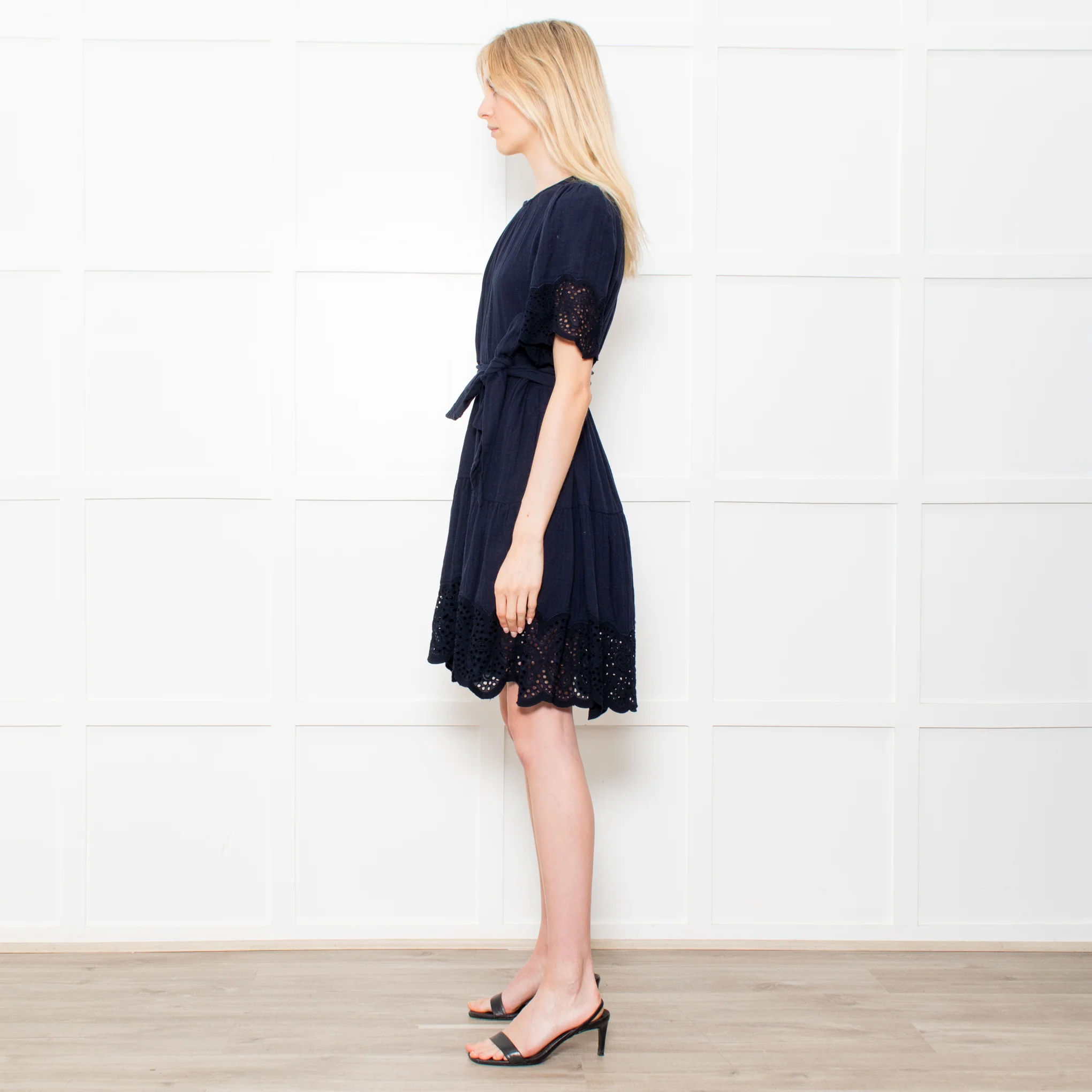 Me + Em Navy Cheesecloth Tiered Mini Dress - Image 4