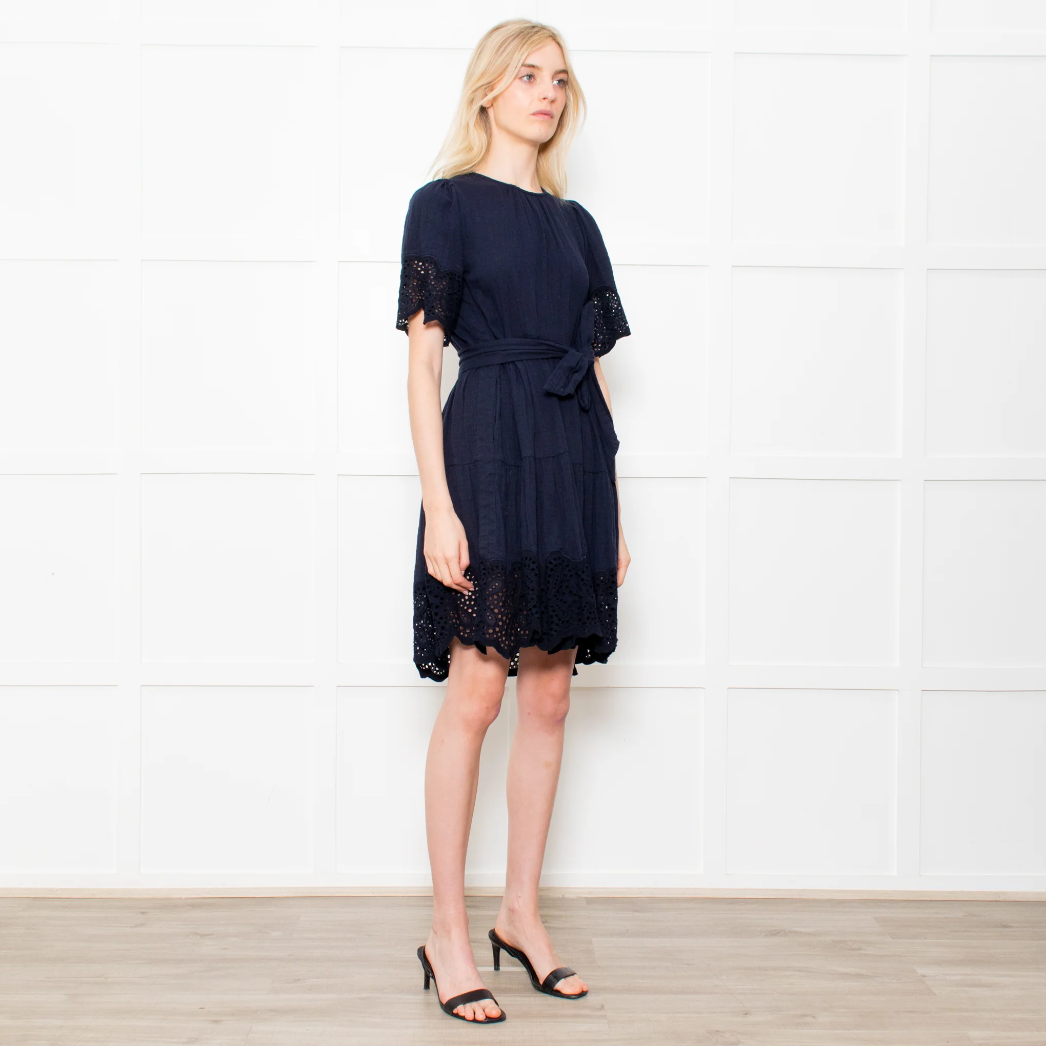 Me + Em Navy Cheesecloth Tiered Mini Dress - Image 7
