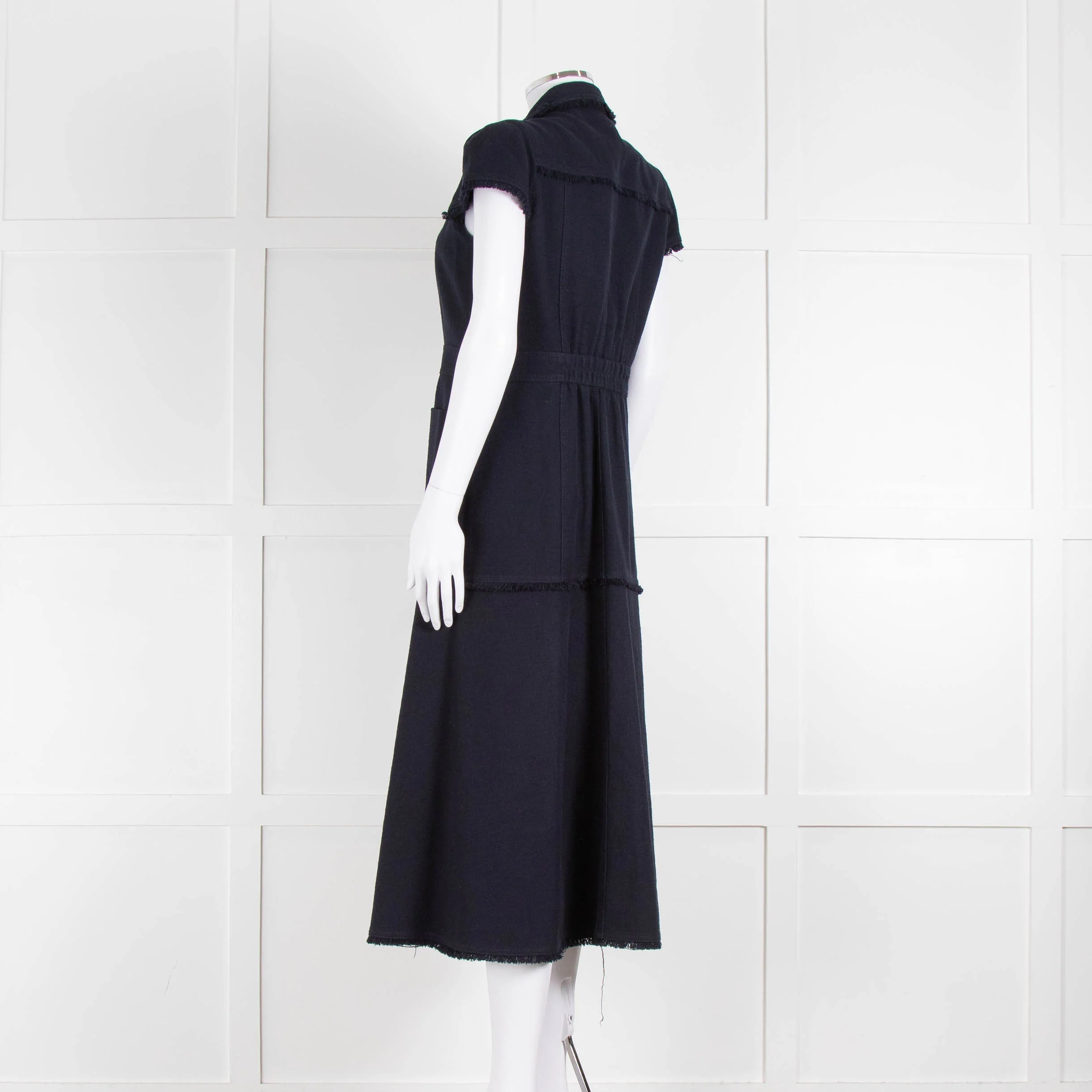 Me + Em Navy Cotton Dress Short Sleeve Dress With Frayed Trim - Image 6