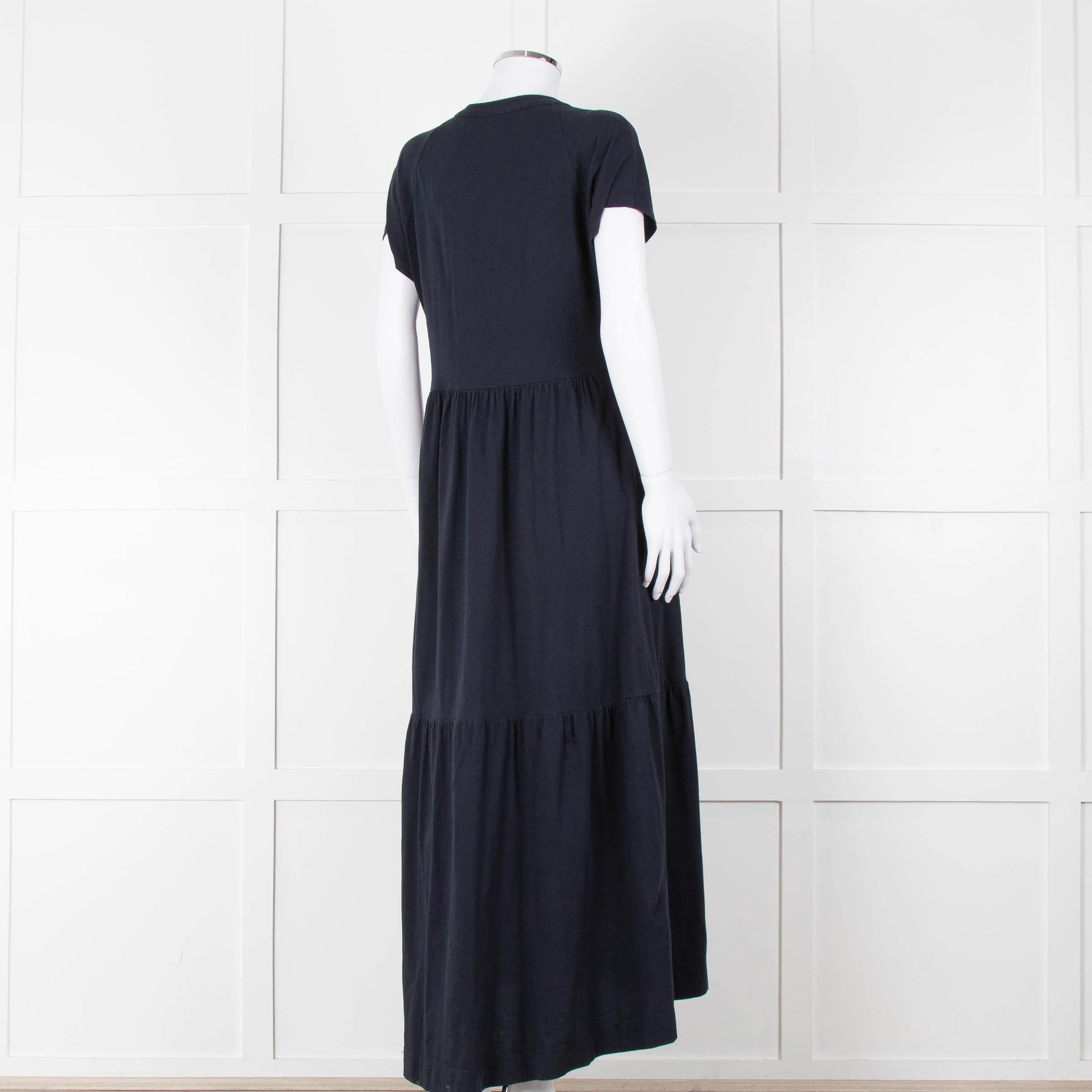 Me + Em Navy Cotton Tiered Short Sleeve Midi Dress - Image 4