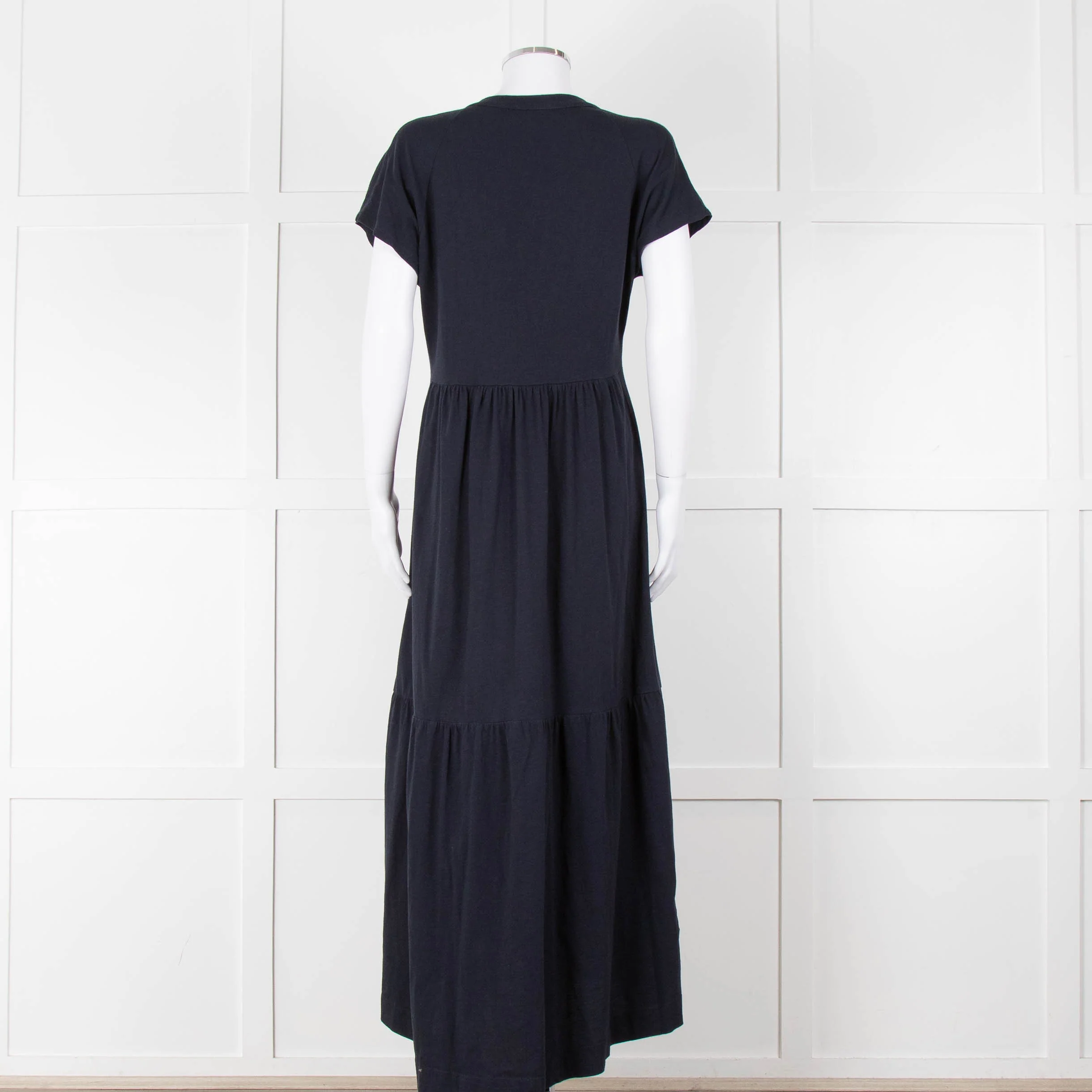 Me + Em Navy Cotton Tiered Short Sleeve Midi Dress - Image 5