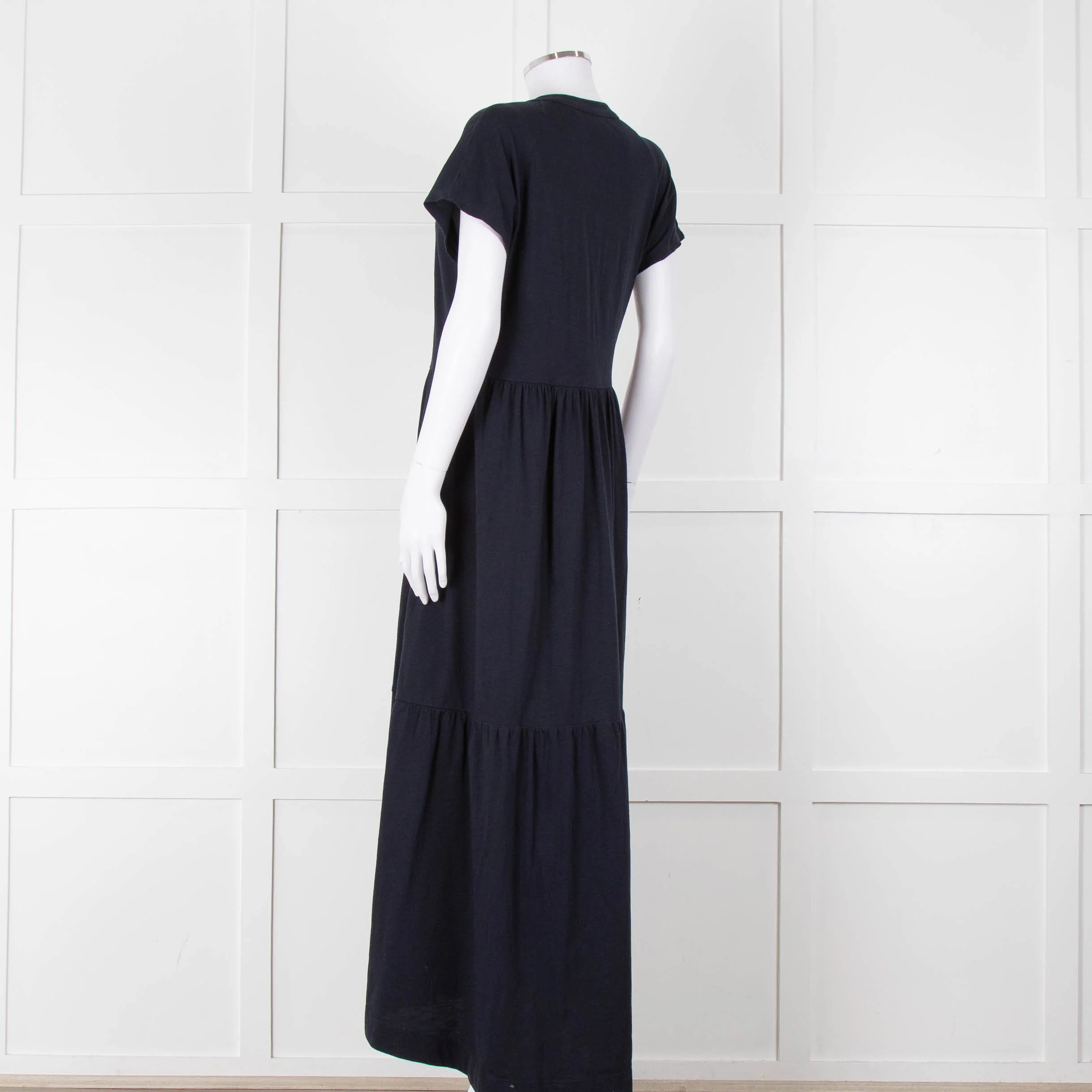 Me + Em Navy Cotton Tiered Short Sleeve Midi Dress - Image 6