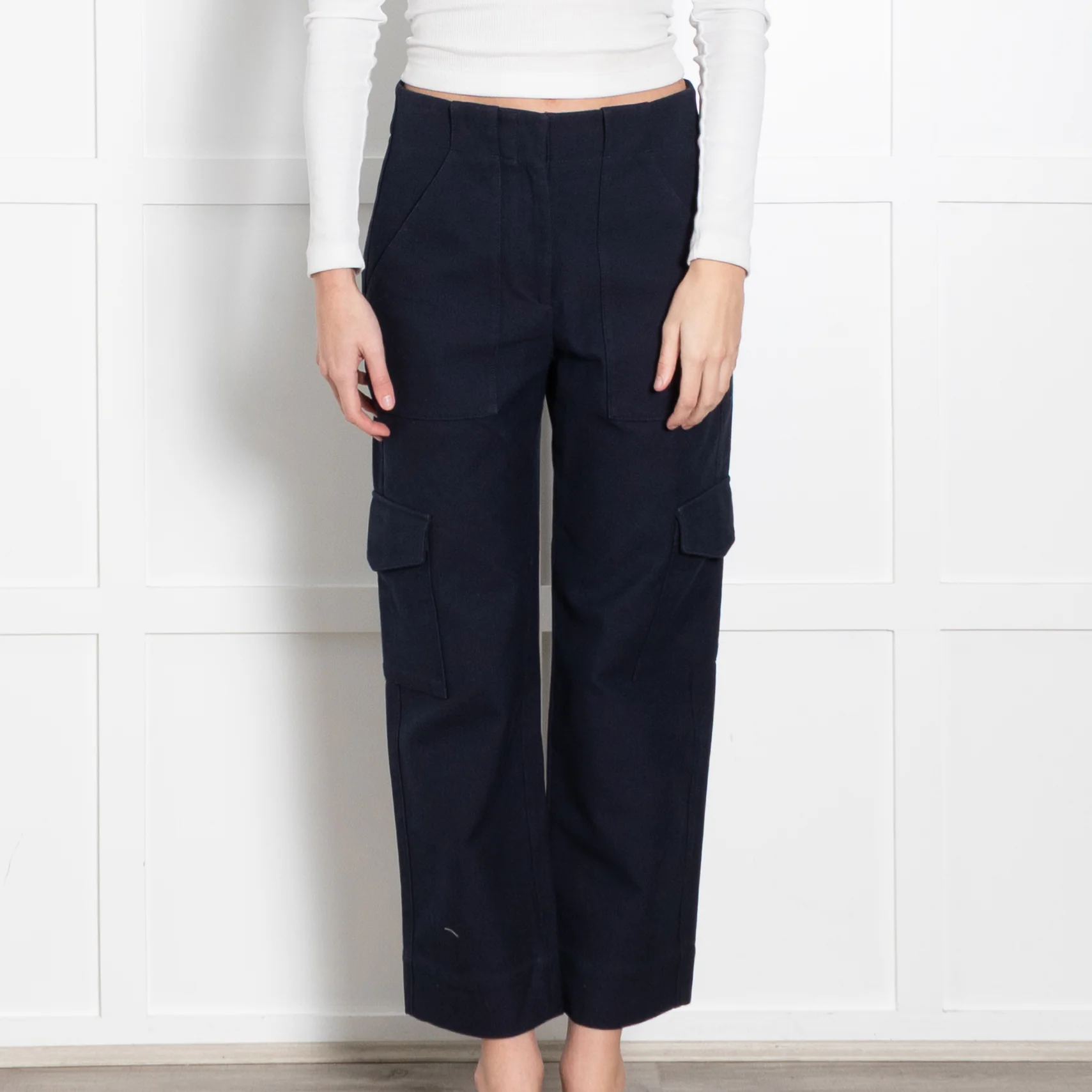 Me + Em Navy Heavy Cotton Cargo Trousers - Image 2