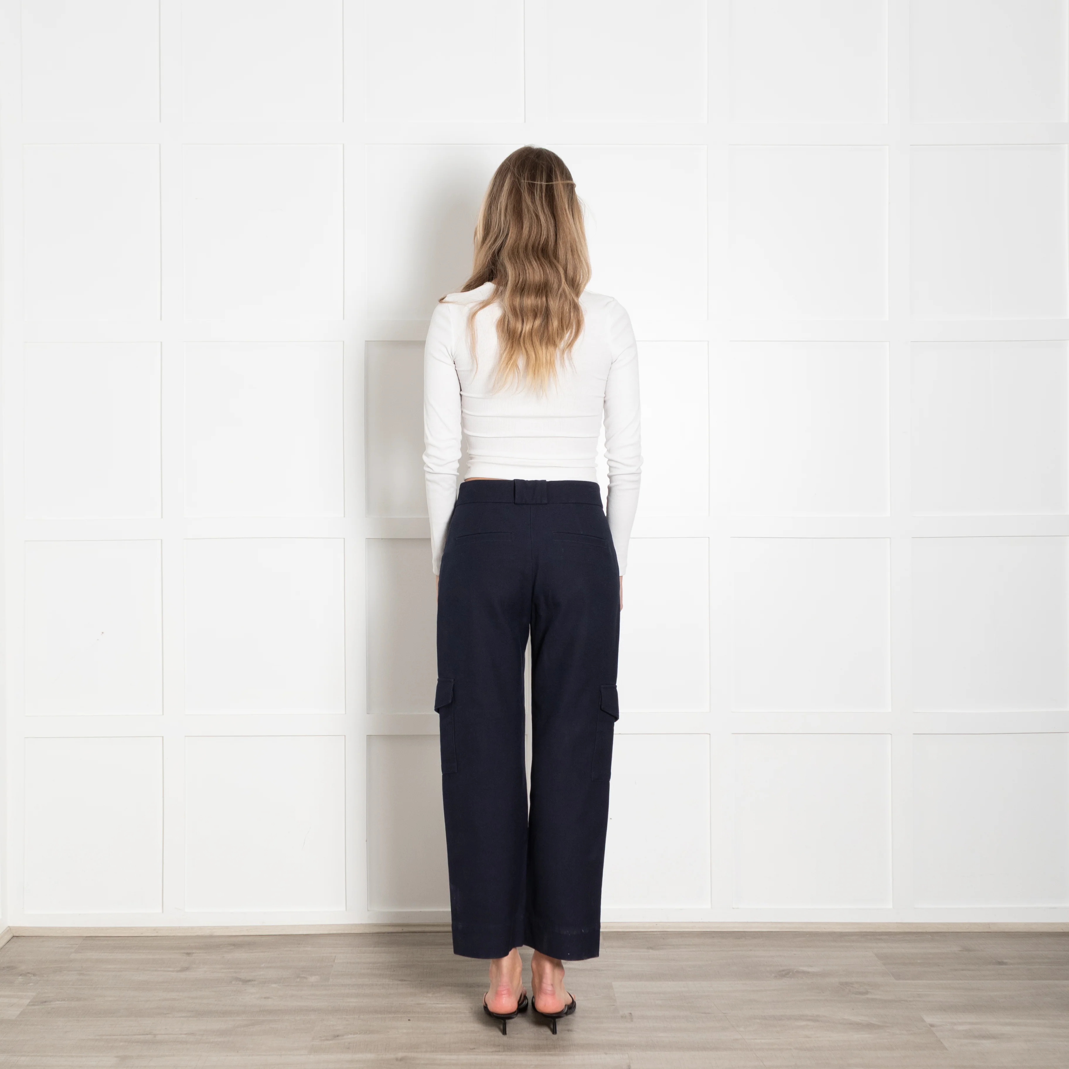 Me + Em Navy Heavy Cotton Cargo Trousers - Image 5