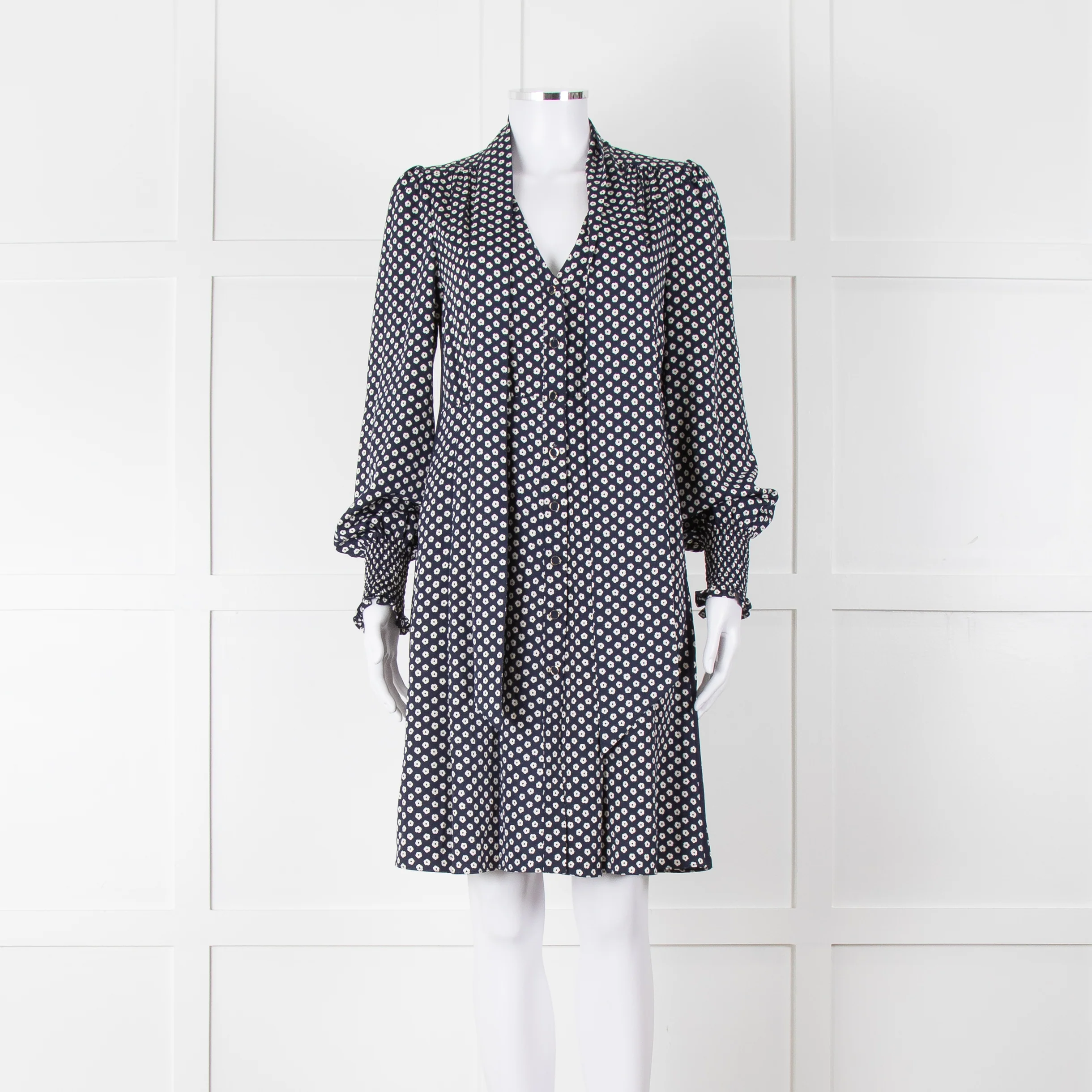 Me + Em Navy Polka Dot Flower Short Fit & Flare Dress
