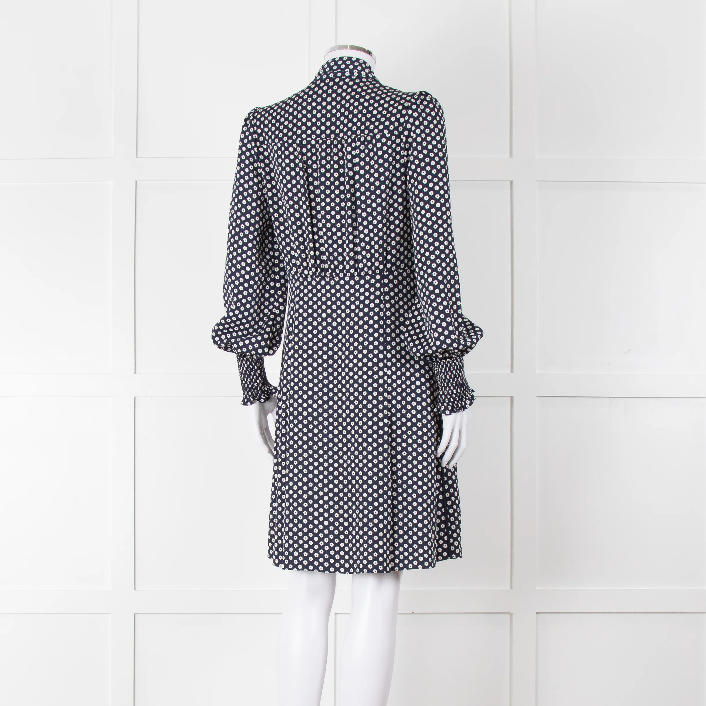 Me + Em Navy Polka Dot Flower Short Fit & Flare Dress - Image 4