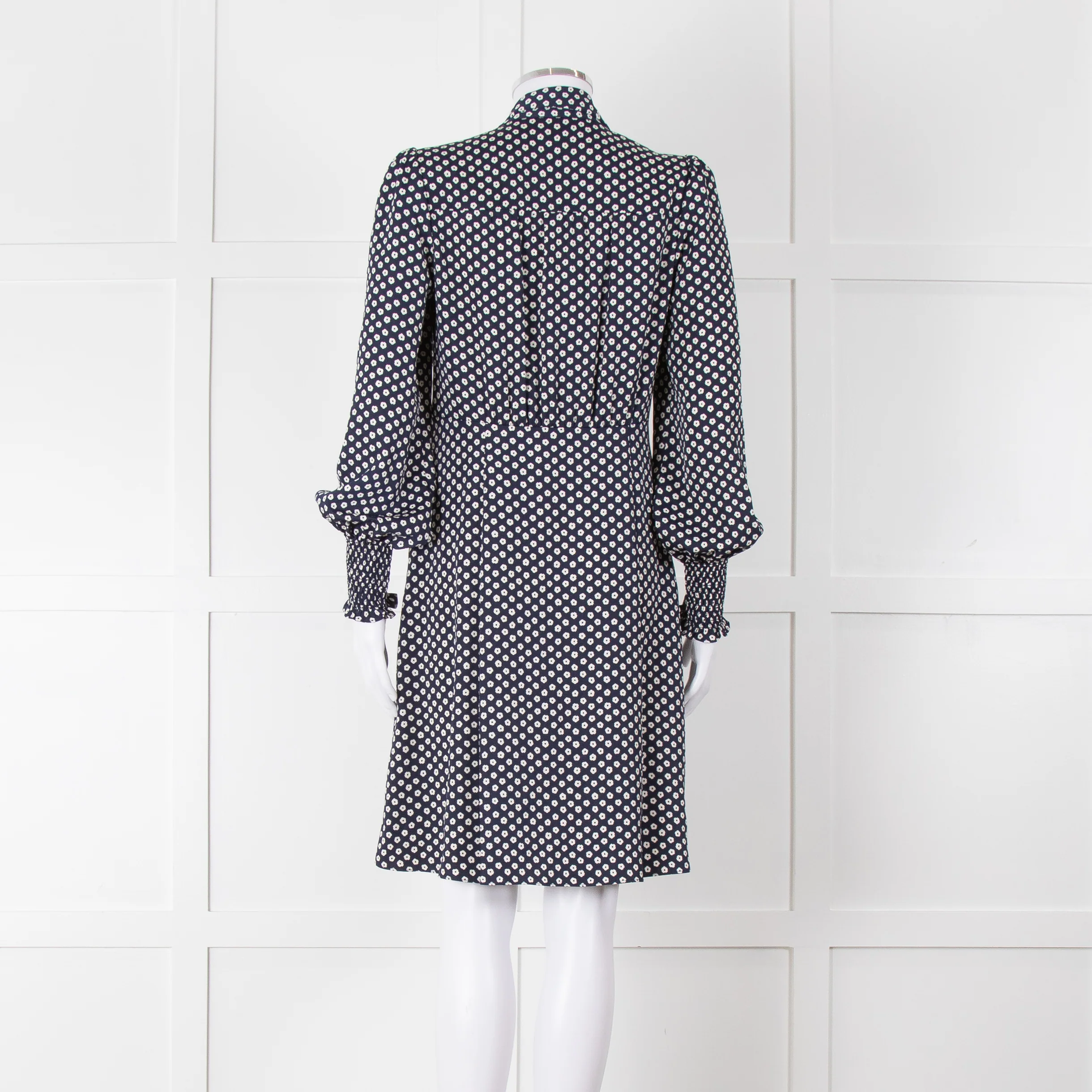 Me + Em Navy Polka Dot Flower Short Fit & Flare Dress - Image 5