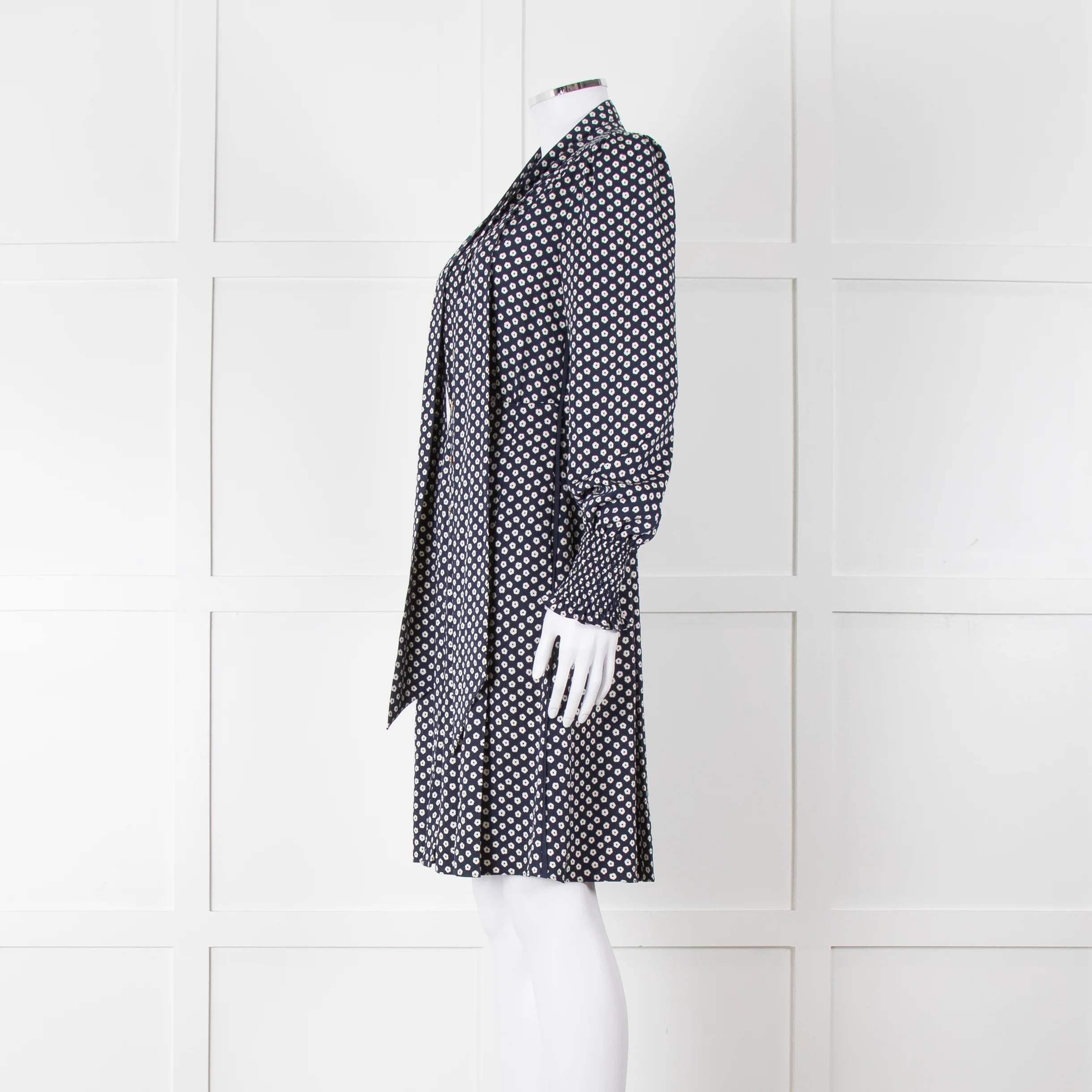 Me + Em Navy Polka Dot Flower Short Fit & Flare Dress - Image 7