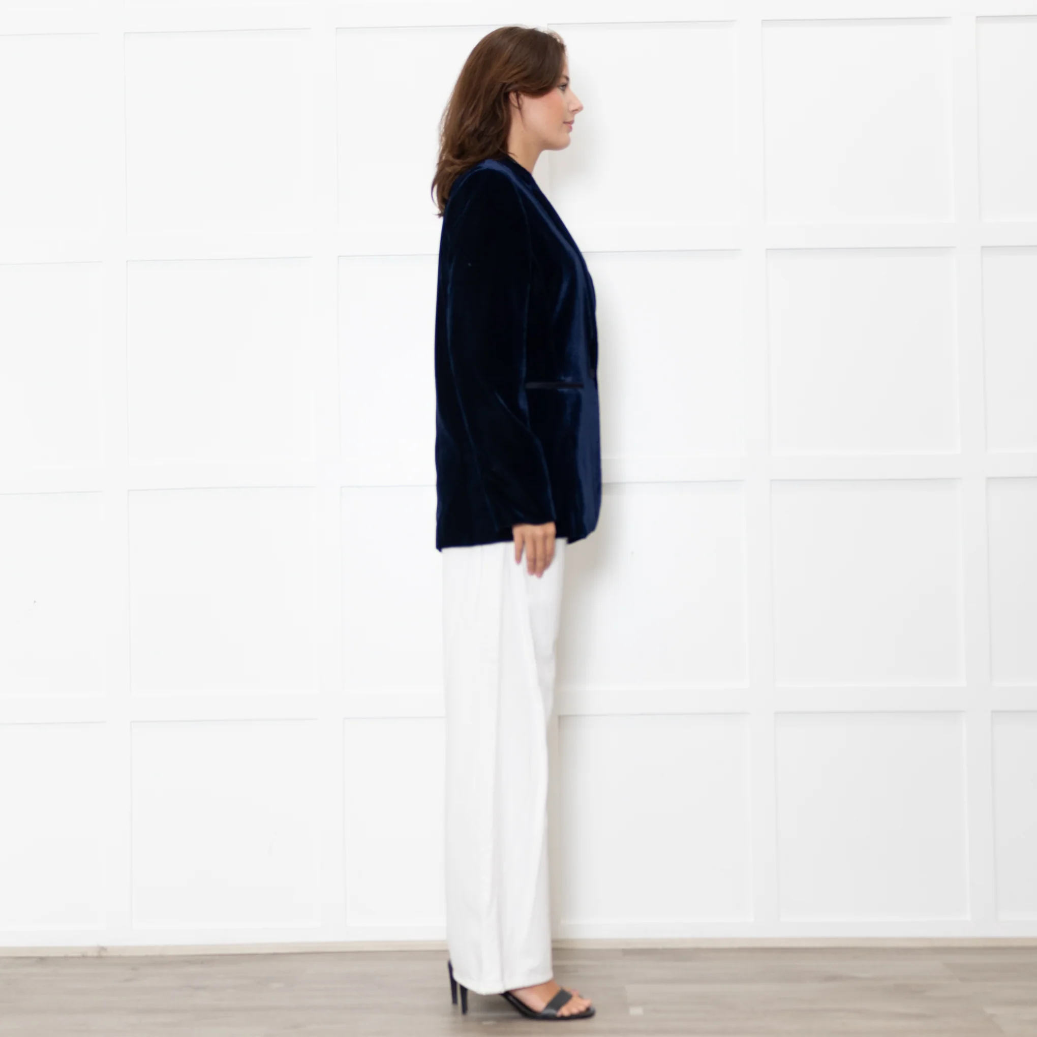 Me + Em Navy Velvet Straight Fit Blazer - Image 6