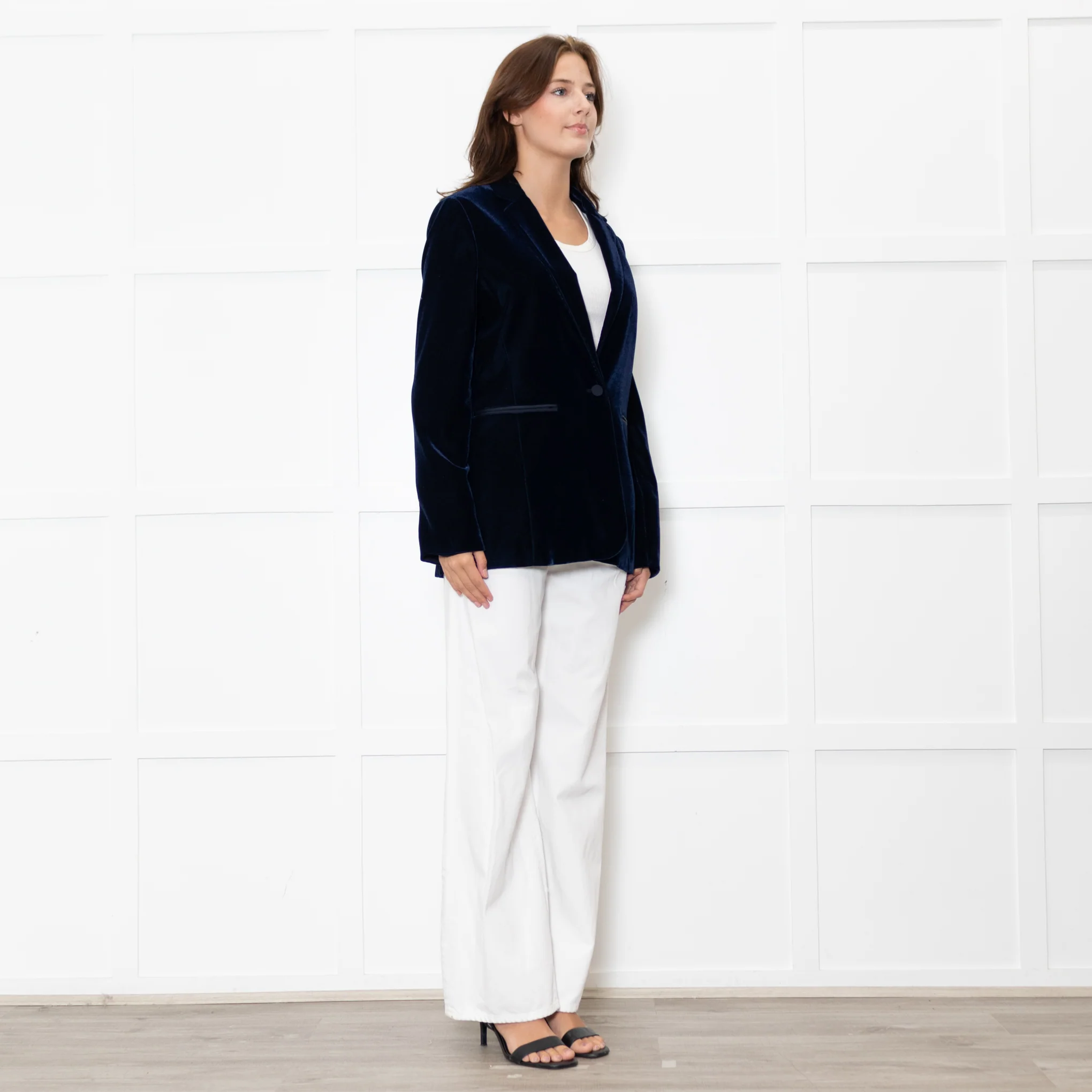 Me + Em Navy Velvet Straight Fit Blazer - Image 7
