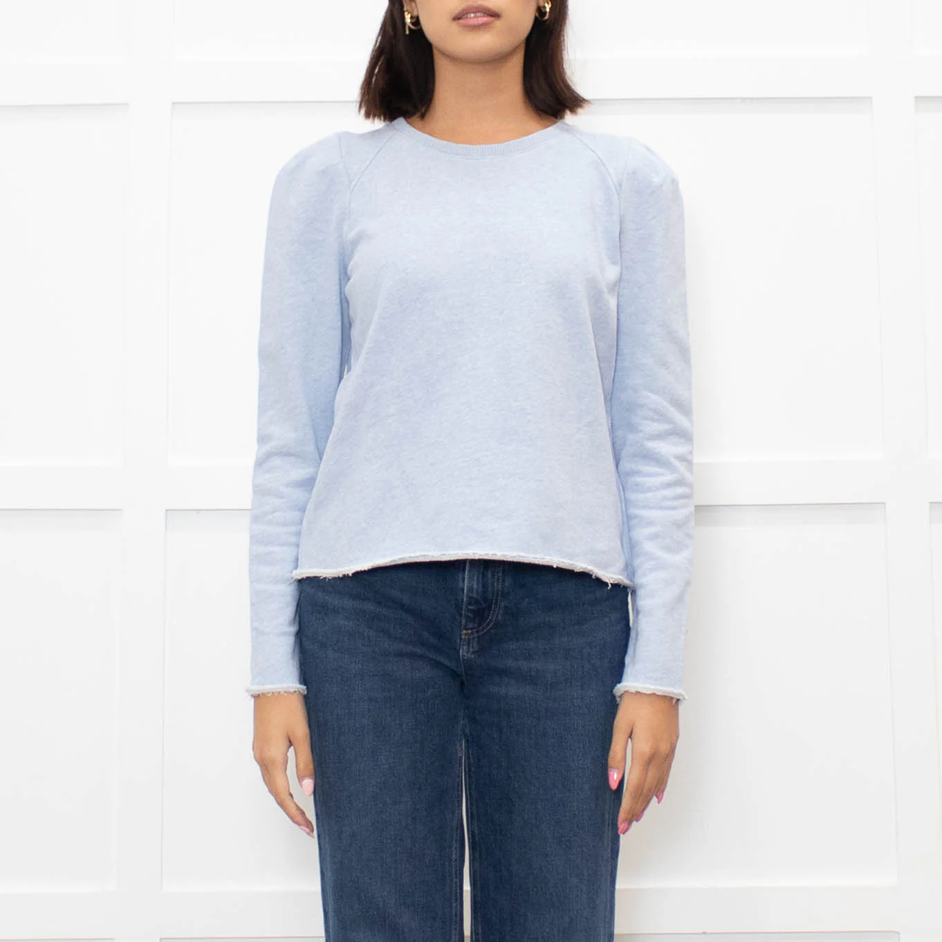 Me + Em Pale Blue Puff Shoulder Sweatshirt - Image 2
