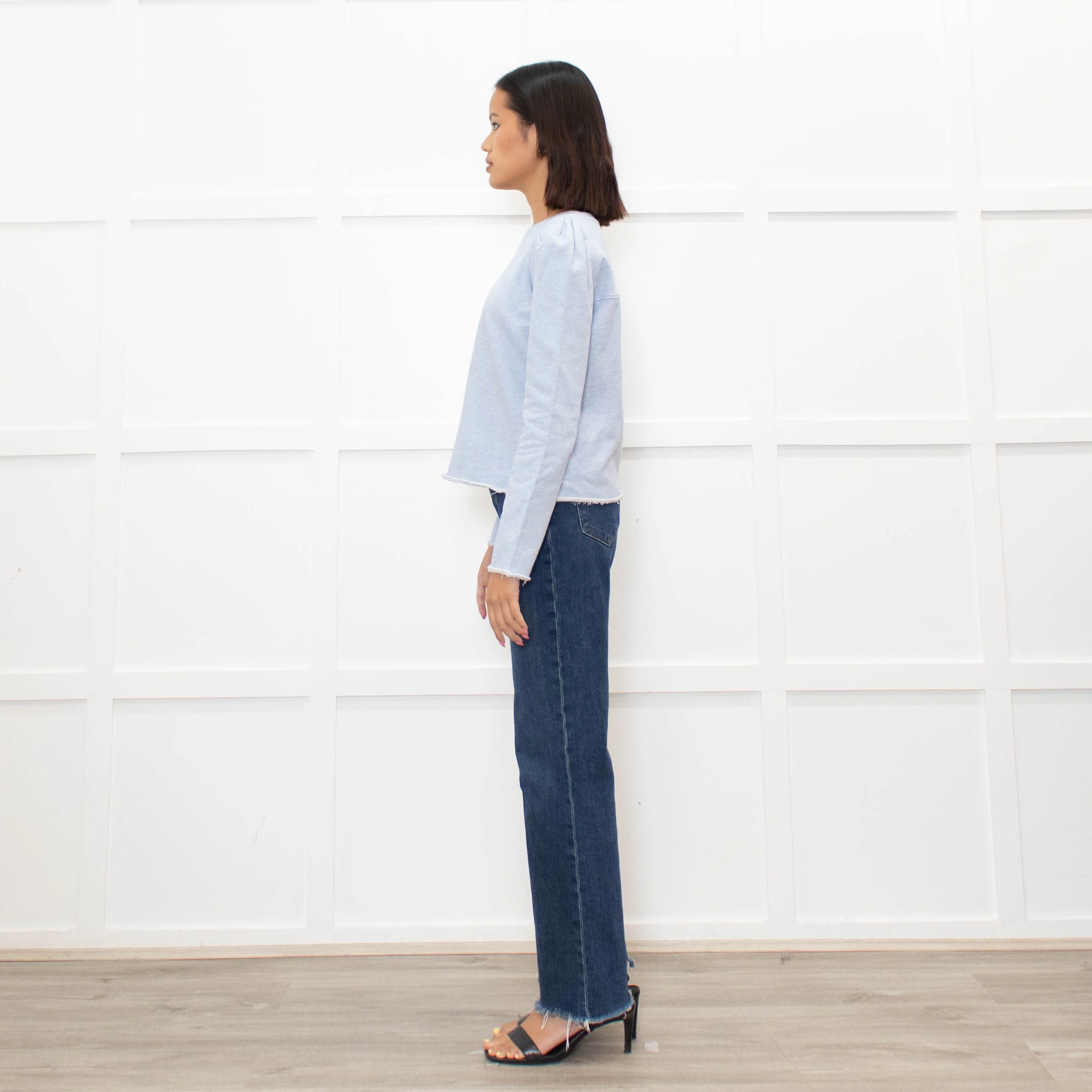Me + Em Pale Blue Puff Shoulder Sweatshirt - Image 6
