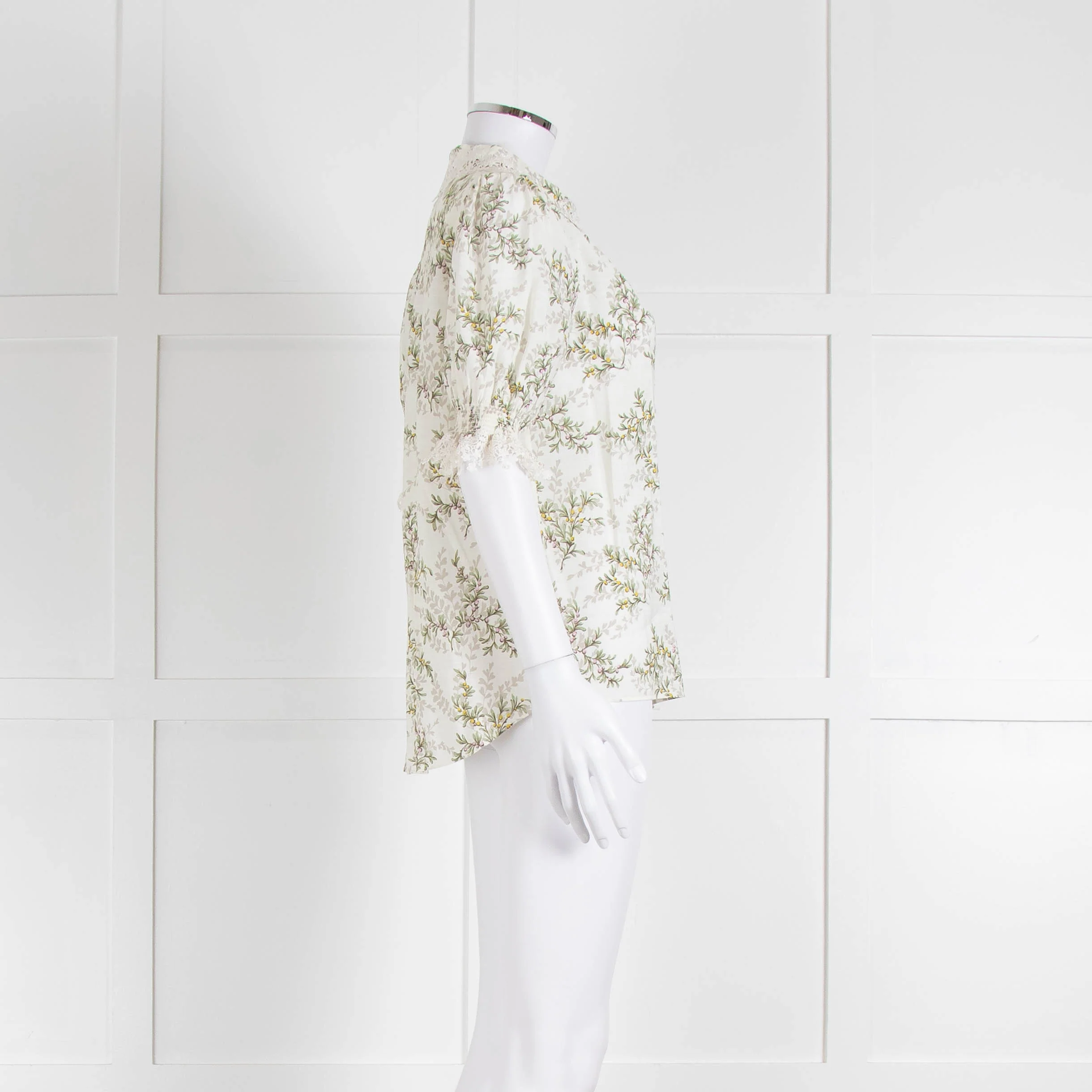 Me + Em Pale Floral Blouse With Lace Collar - Image 3